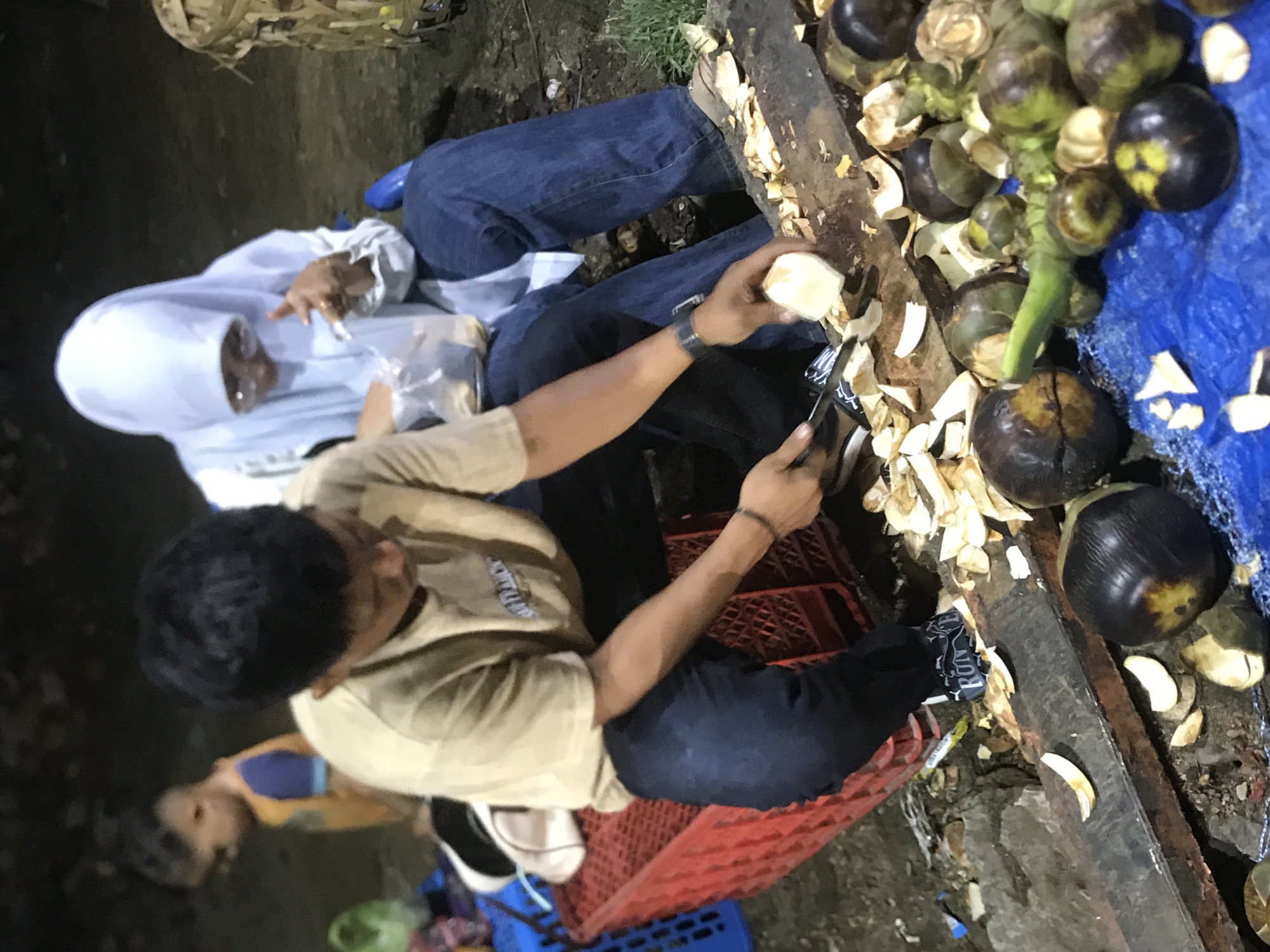 Tropical fruit vendors work busy Banda Aceh market