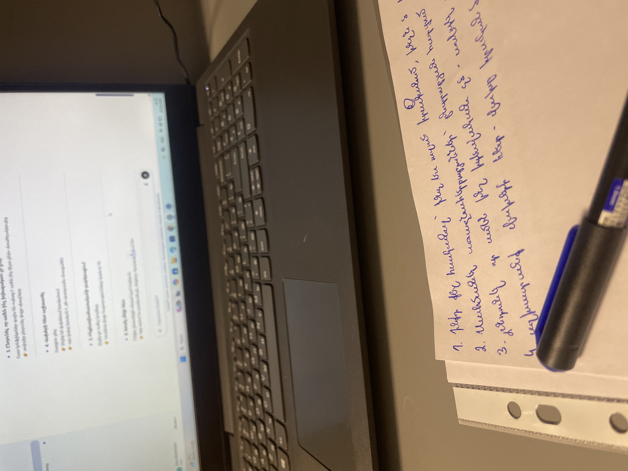Student works with Armenian language materials in Yerevan