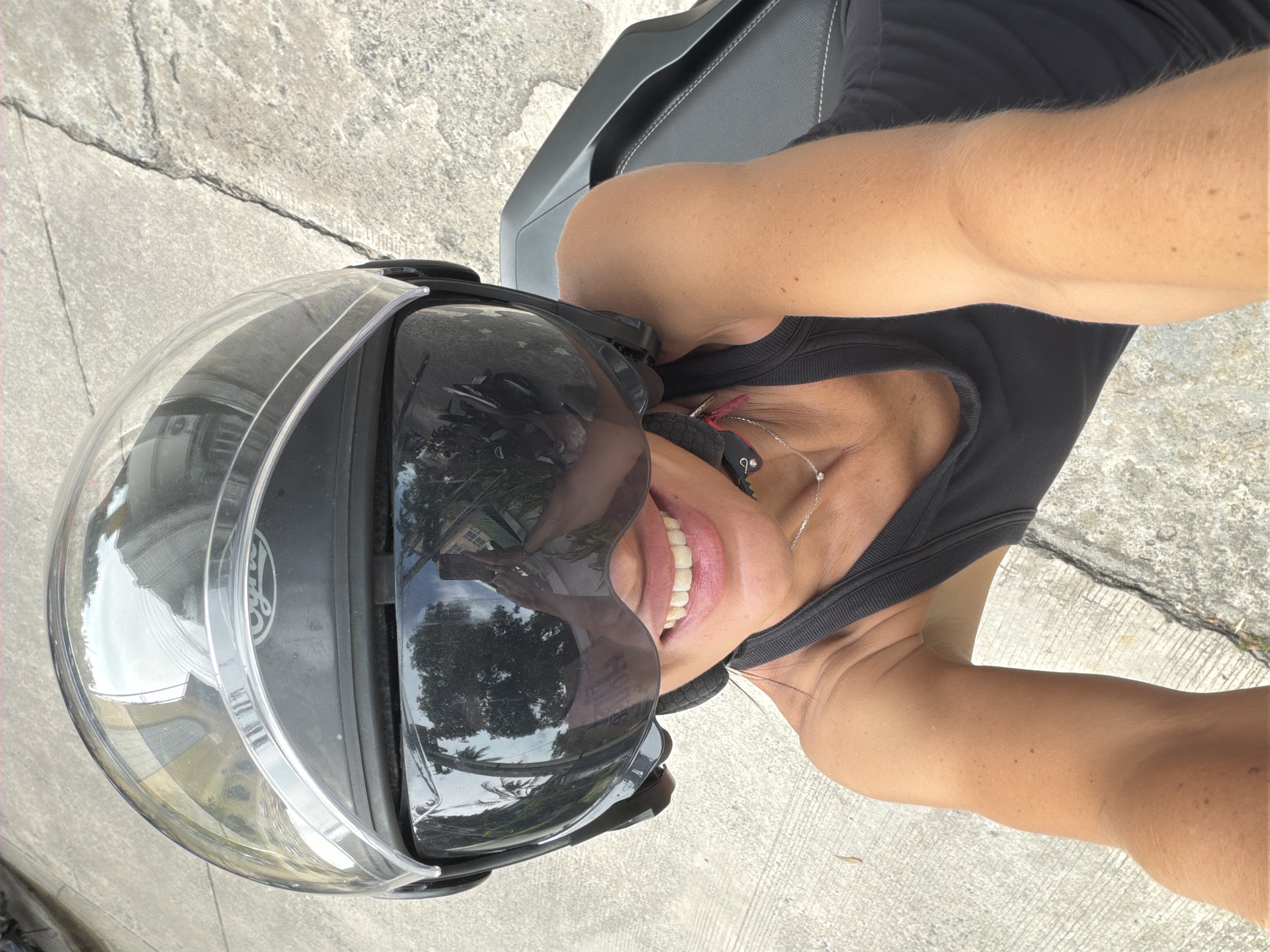 Helmet selfie session on a scooter in Baan Chaweng