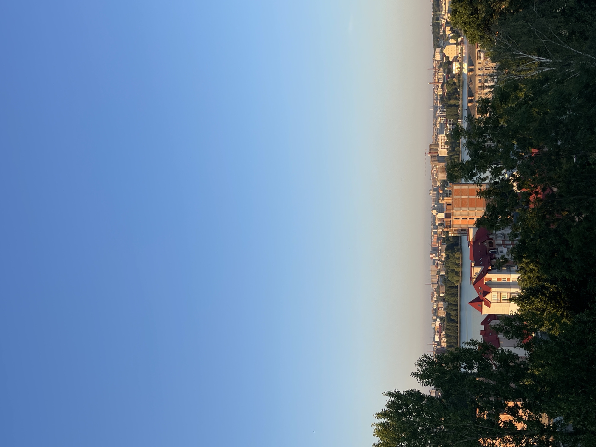 Ternopil skyline stretches across the waterfront from above