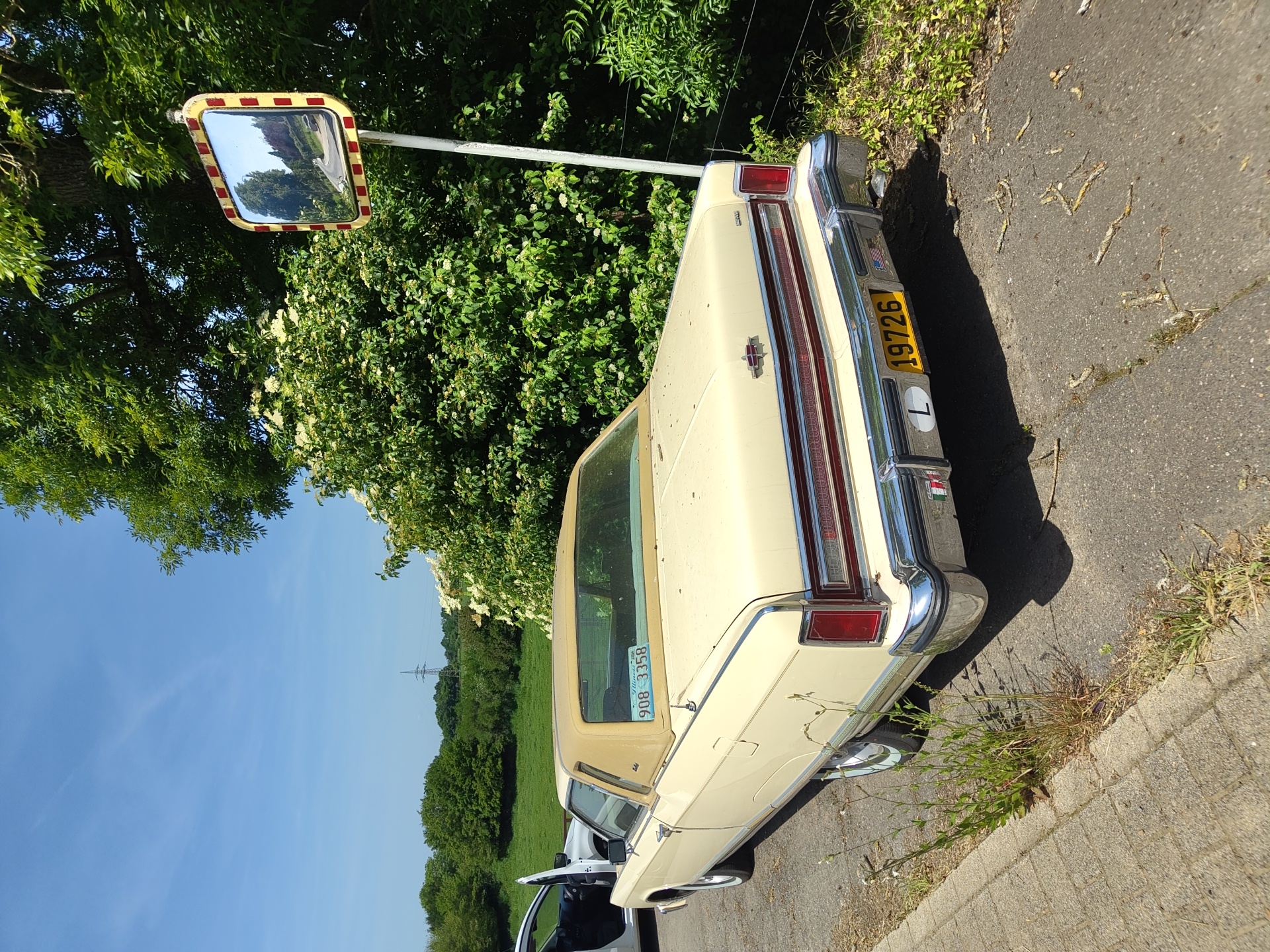 Vintage car spotted parked on roadside in Goeblange, Luxembourg