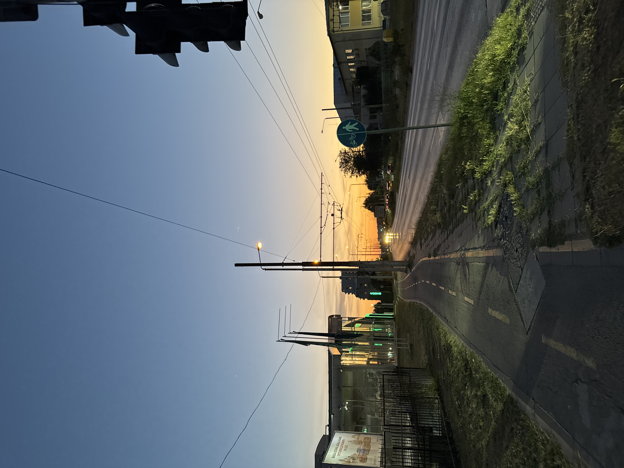 Varna streets and landmarks at golden hour into dusk