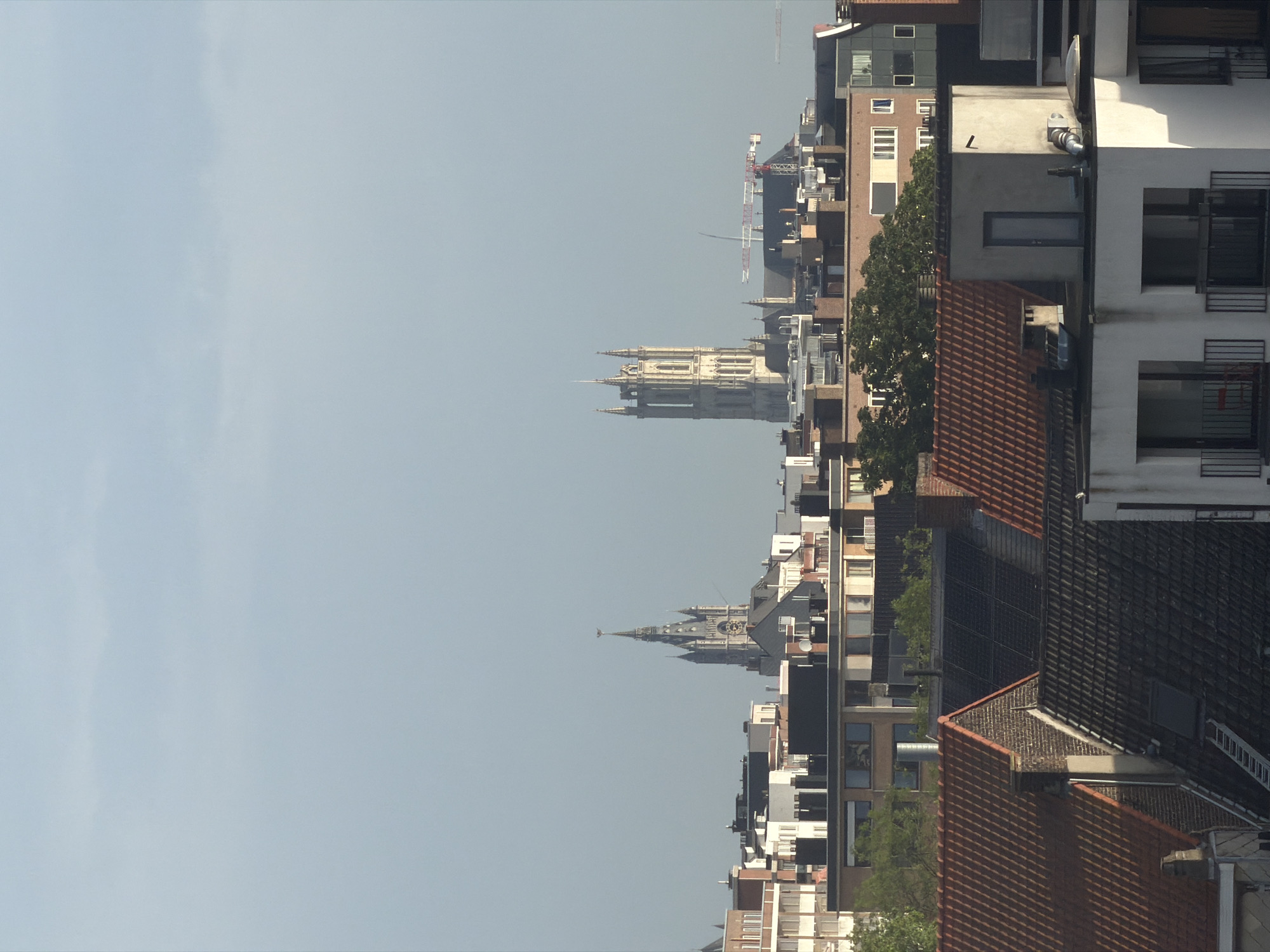 Early morning cityscape views captured from elevated position in Ghent