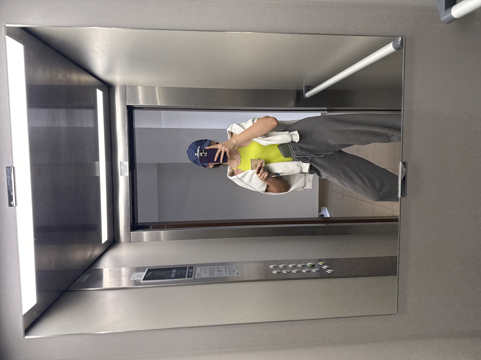 Mirror selfie taken in modern elevator in Plovdiv