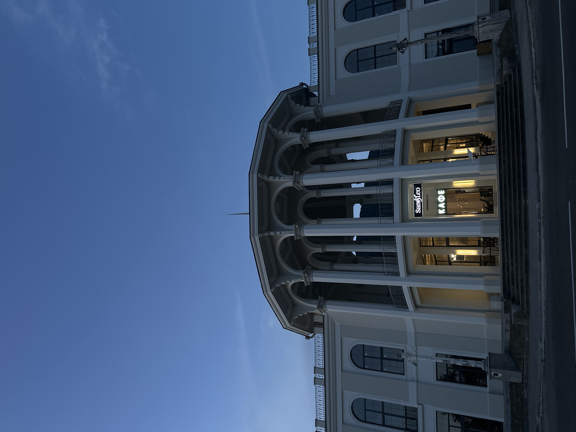 New Athos at dusk: beaches, moons, and old architecture