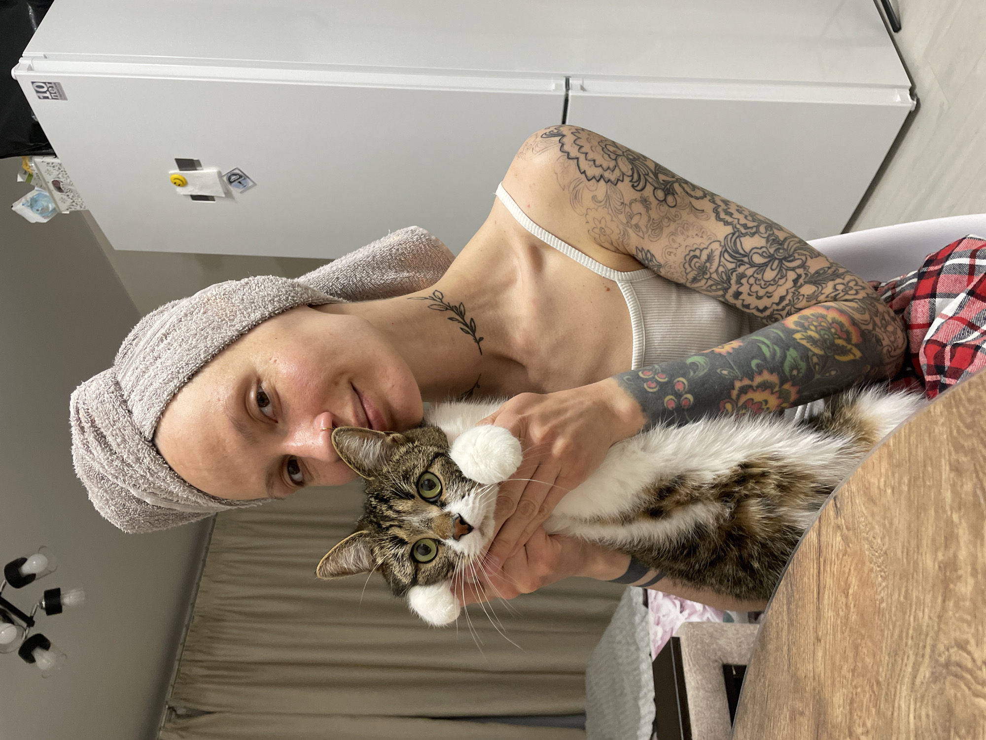Domestic pet moments captured in Russian home setting
