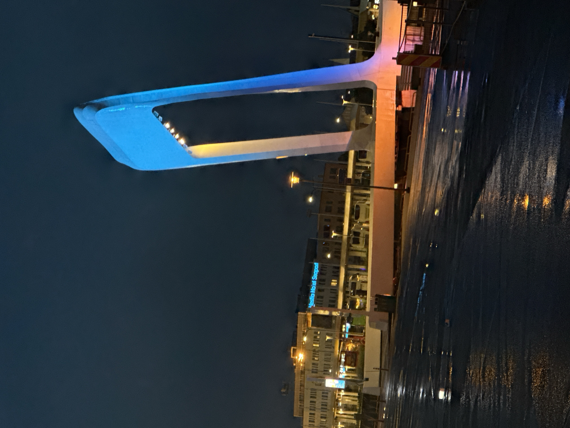 Evening walk through Tallinn's illuminated port district captured