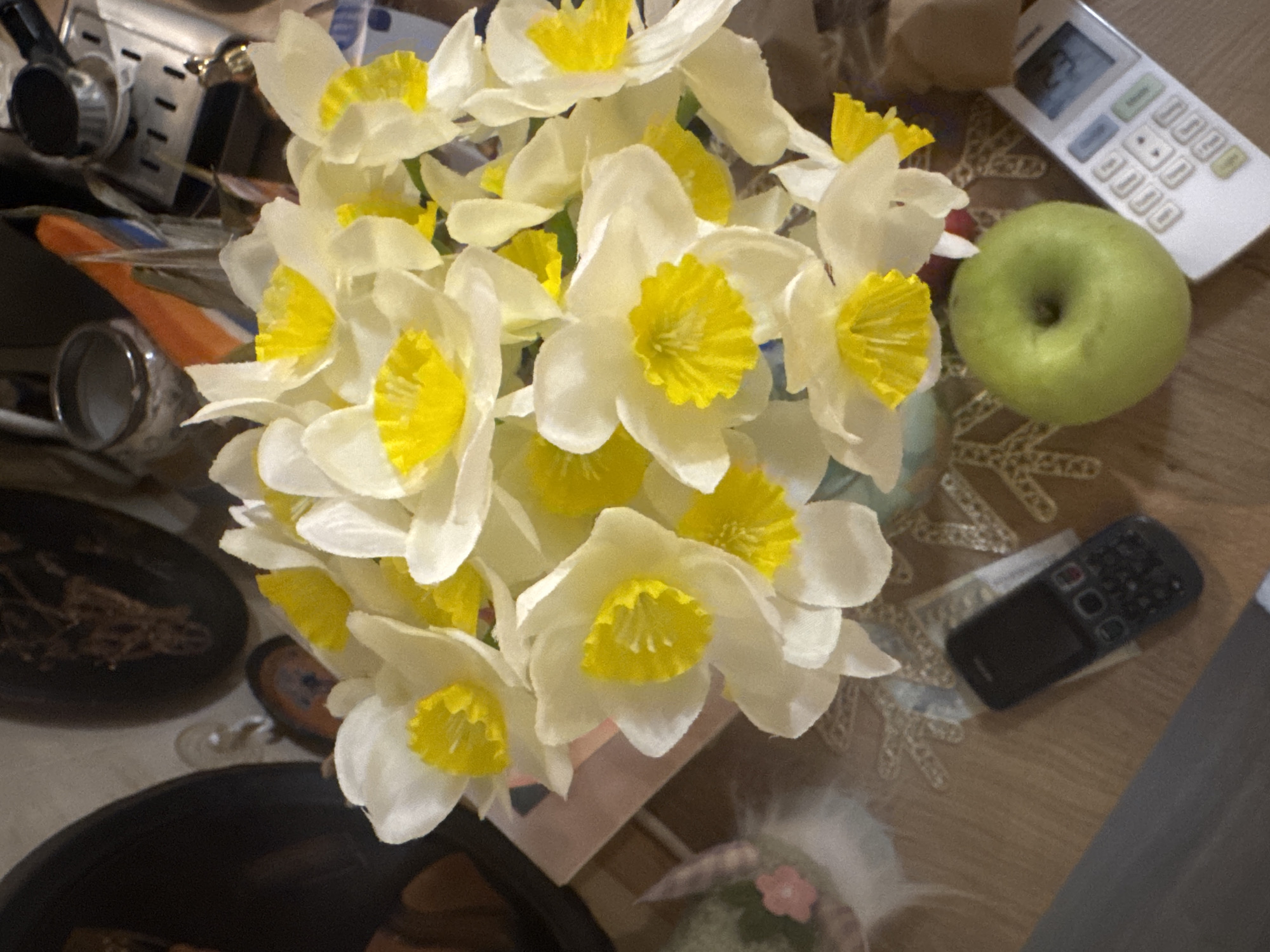 Home interior documented with flowers and meal in Montana, Bulgaria