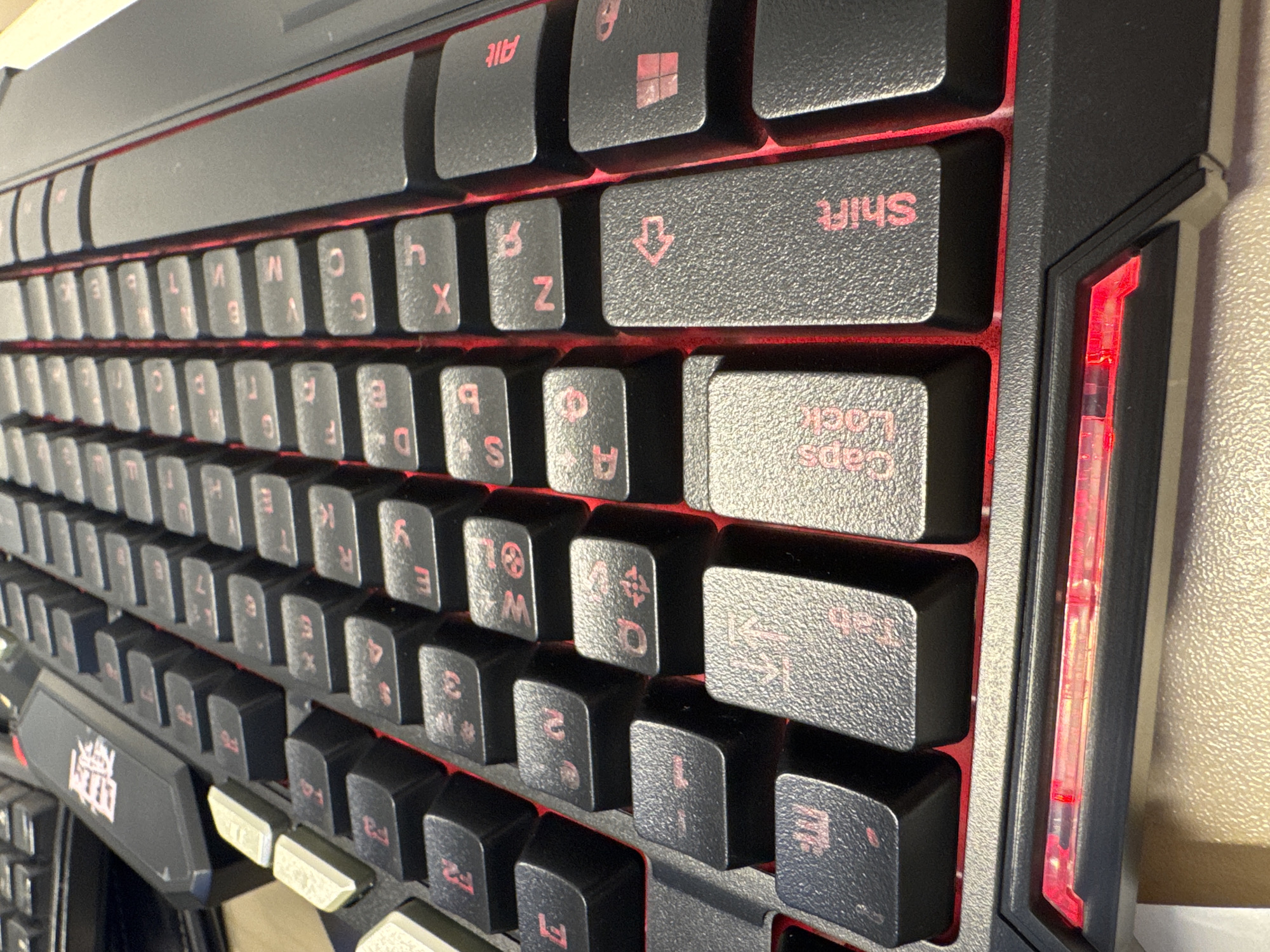 Black mechanical keyboard and mouse with red backlight, Almaty