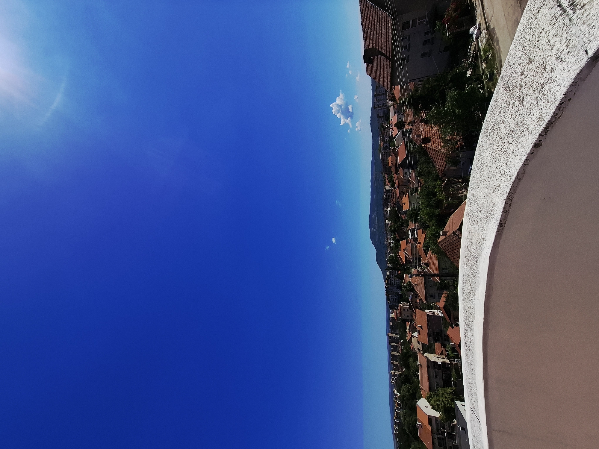 Morning view captured of residential Vratsa, Bulgaria from elevated position