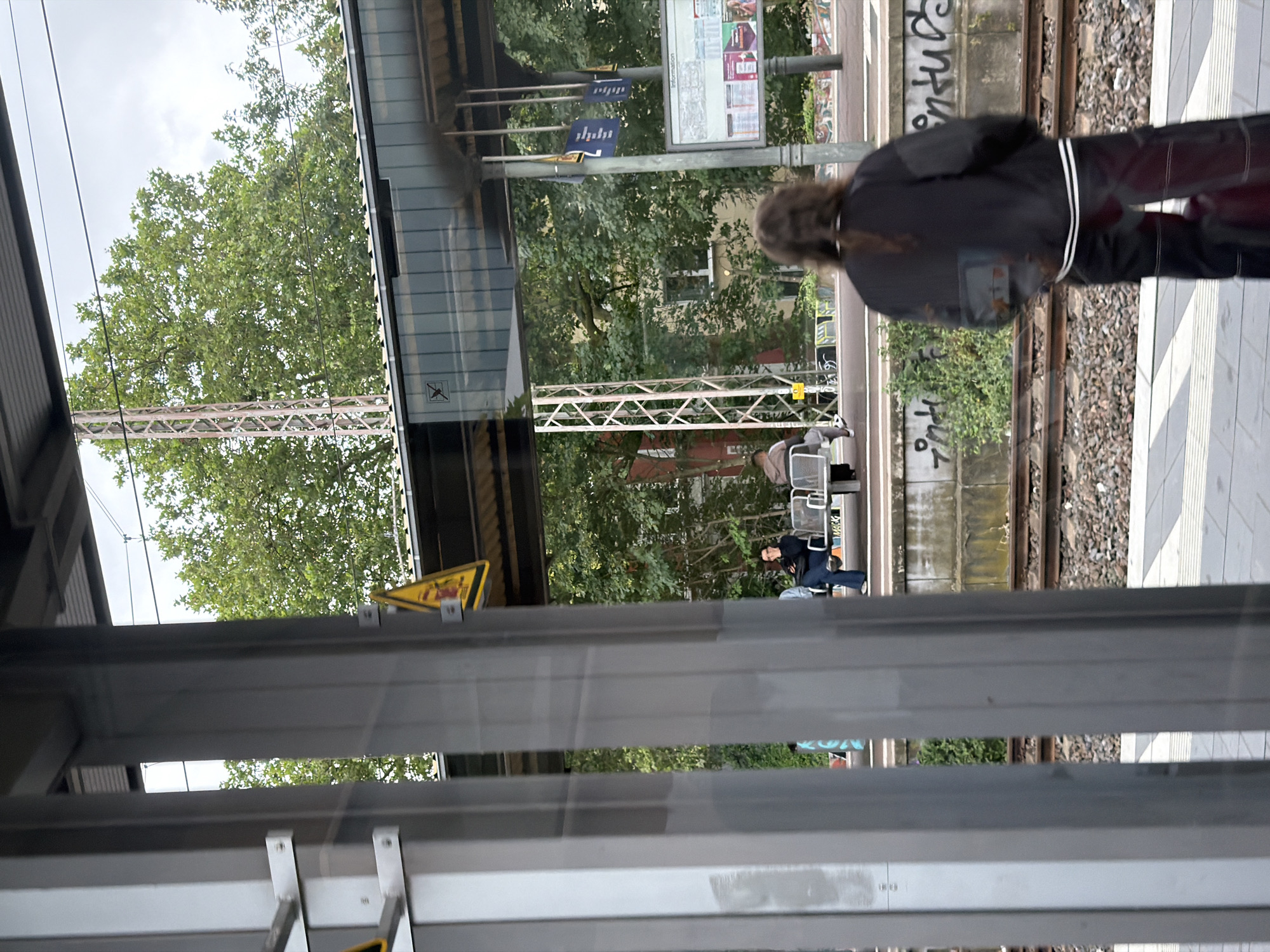 Trains, river traffic, and street art along the Rhine in Düsseldorf