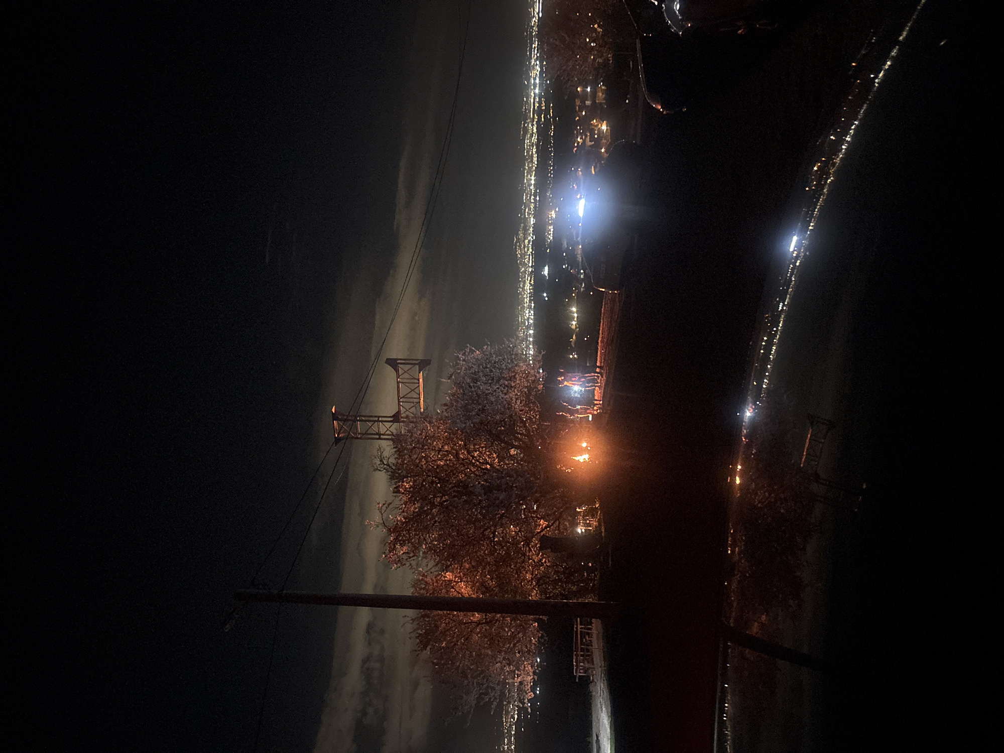 Night scene captured in Voynegovtsi showing illuminated snowy landscape