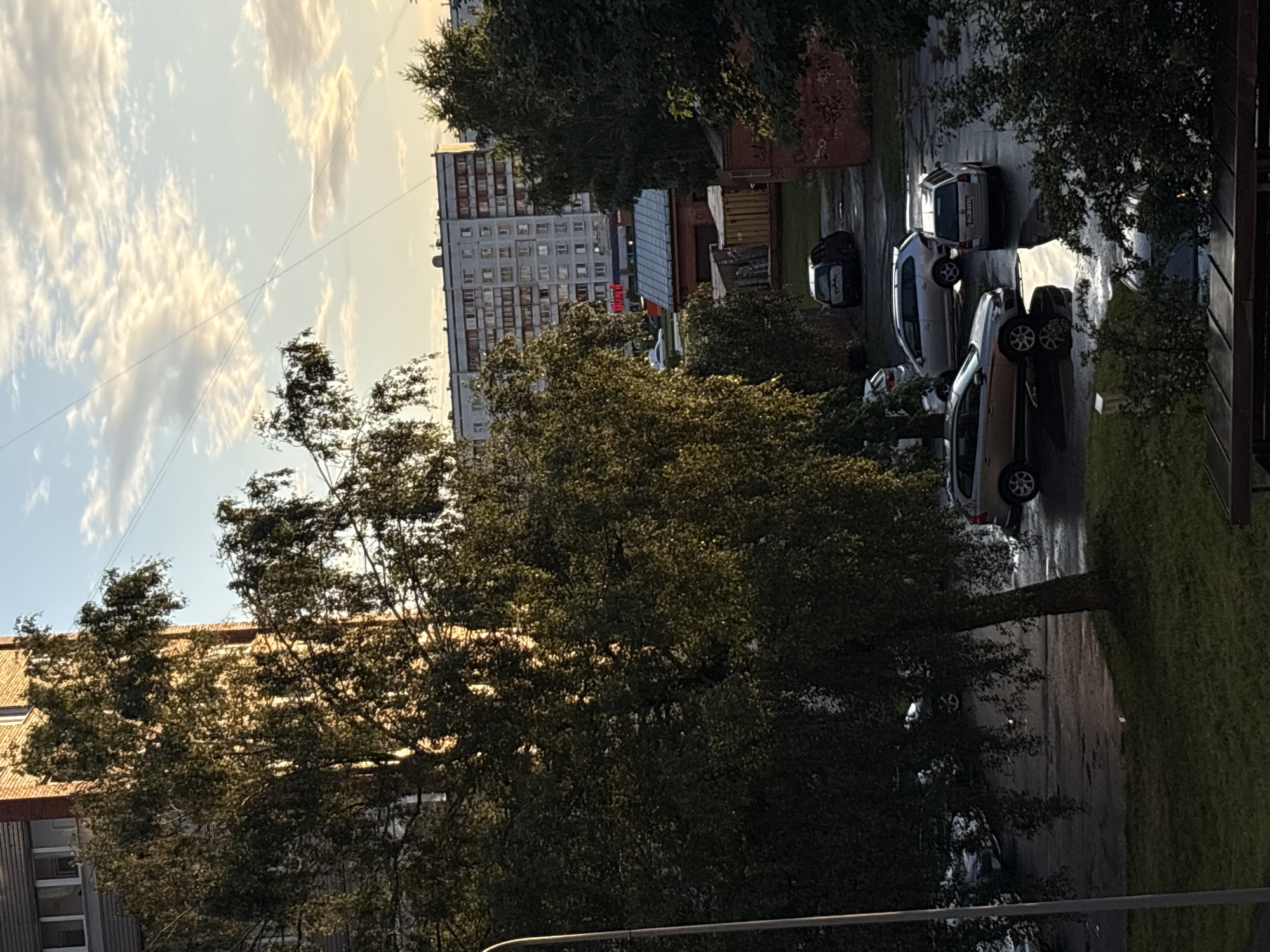 Summer evening light across a Riga residential neighborhood
