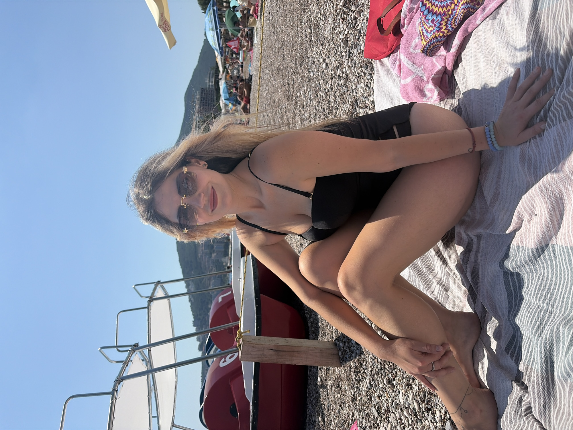 Breezy beach moment on the pebble shores of Budva
