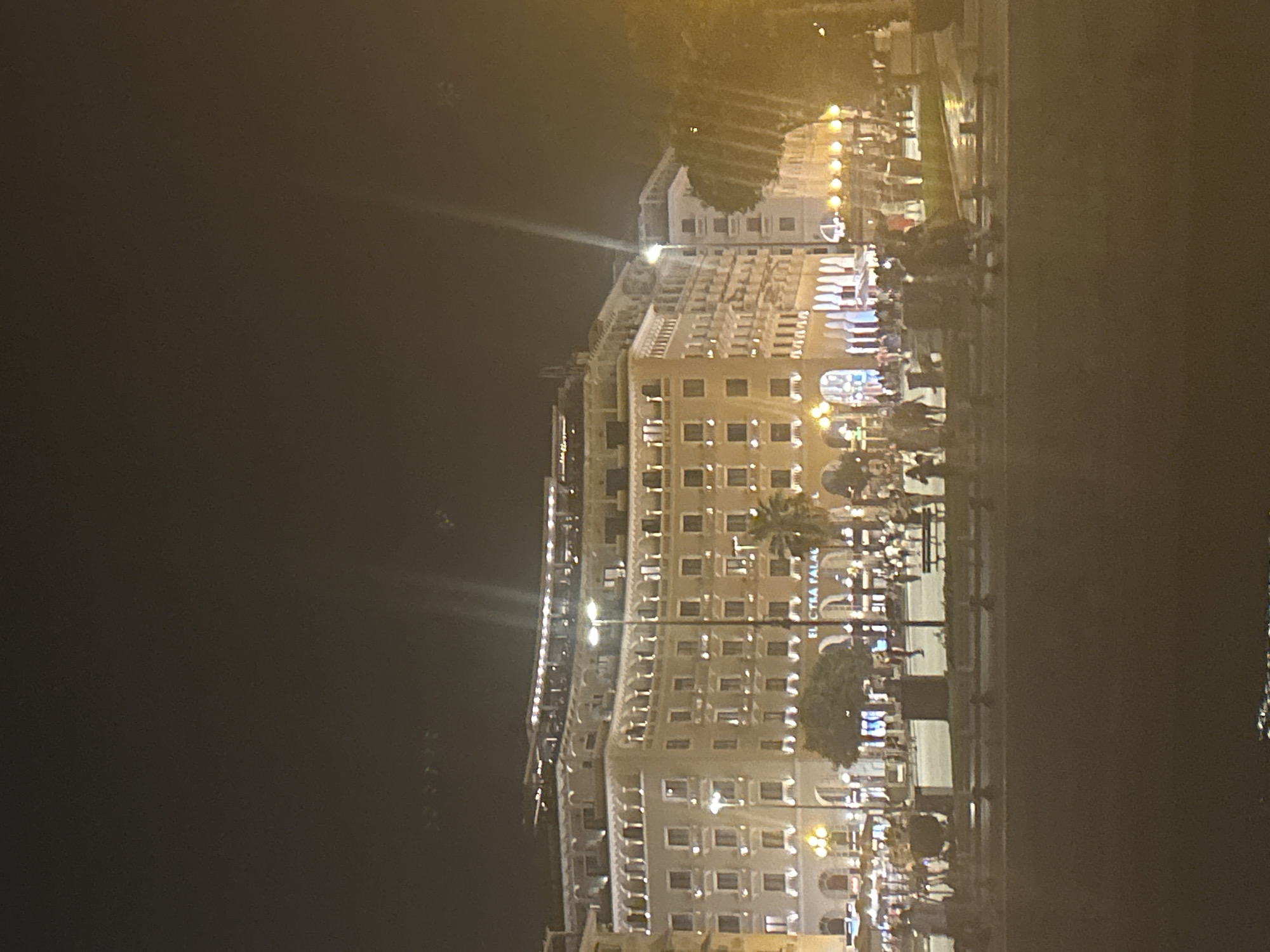 Thessaloniki waterfront and landmarks at night
