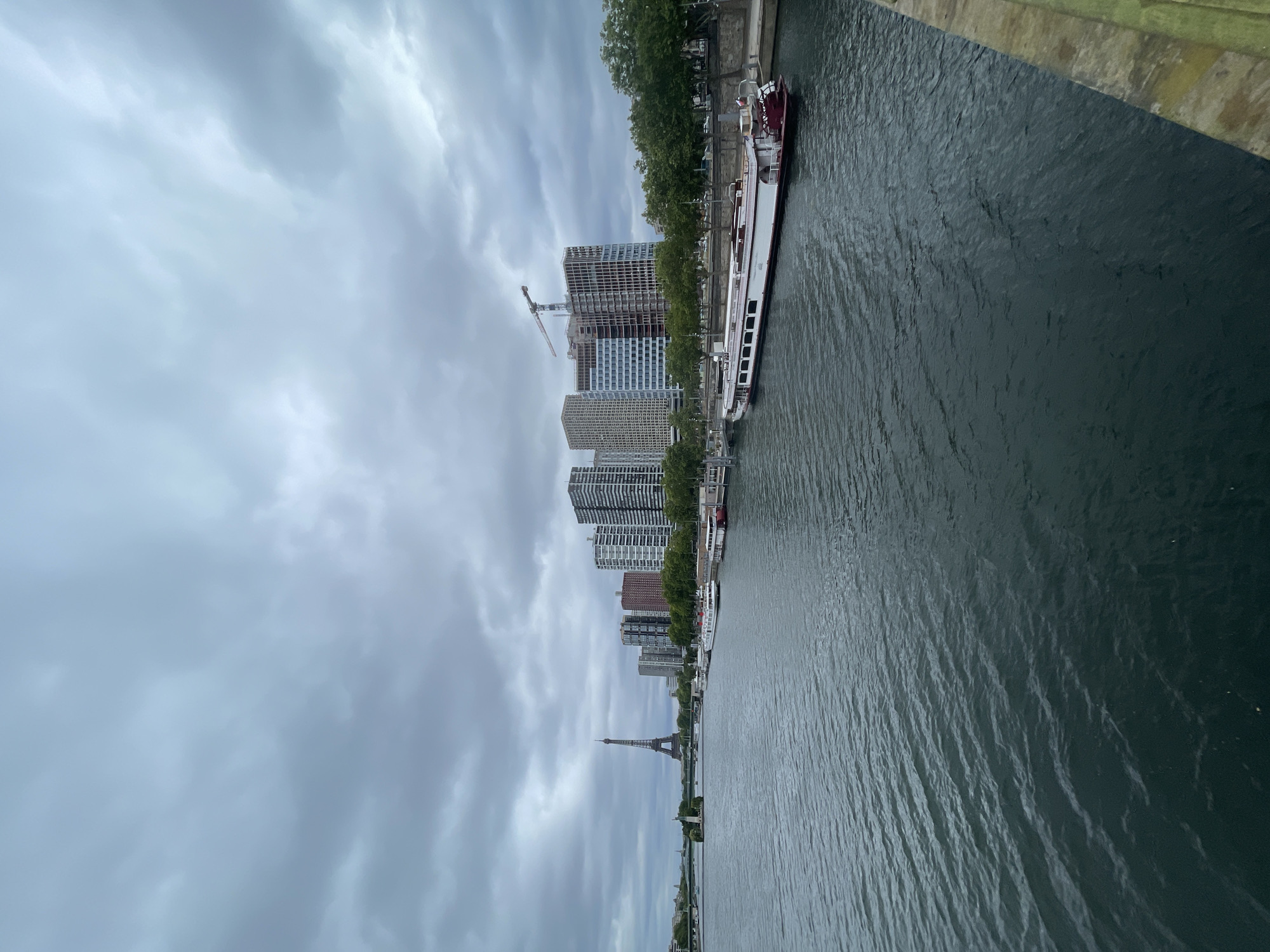 Overcast afternoon along the Seine, Eiffel Tower in view