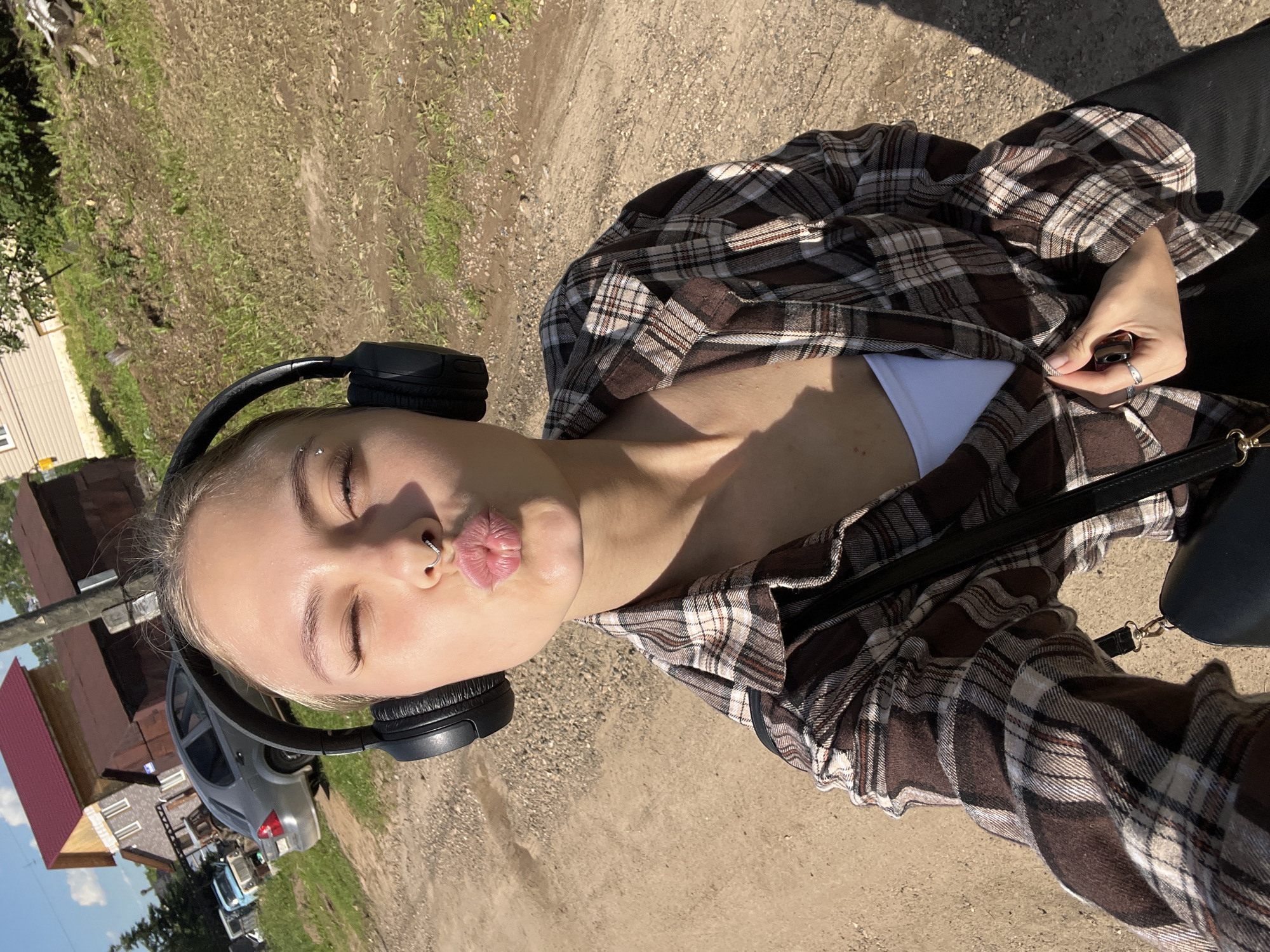 Outdoor selfie under a blue sky in Foky, Russia