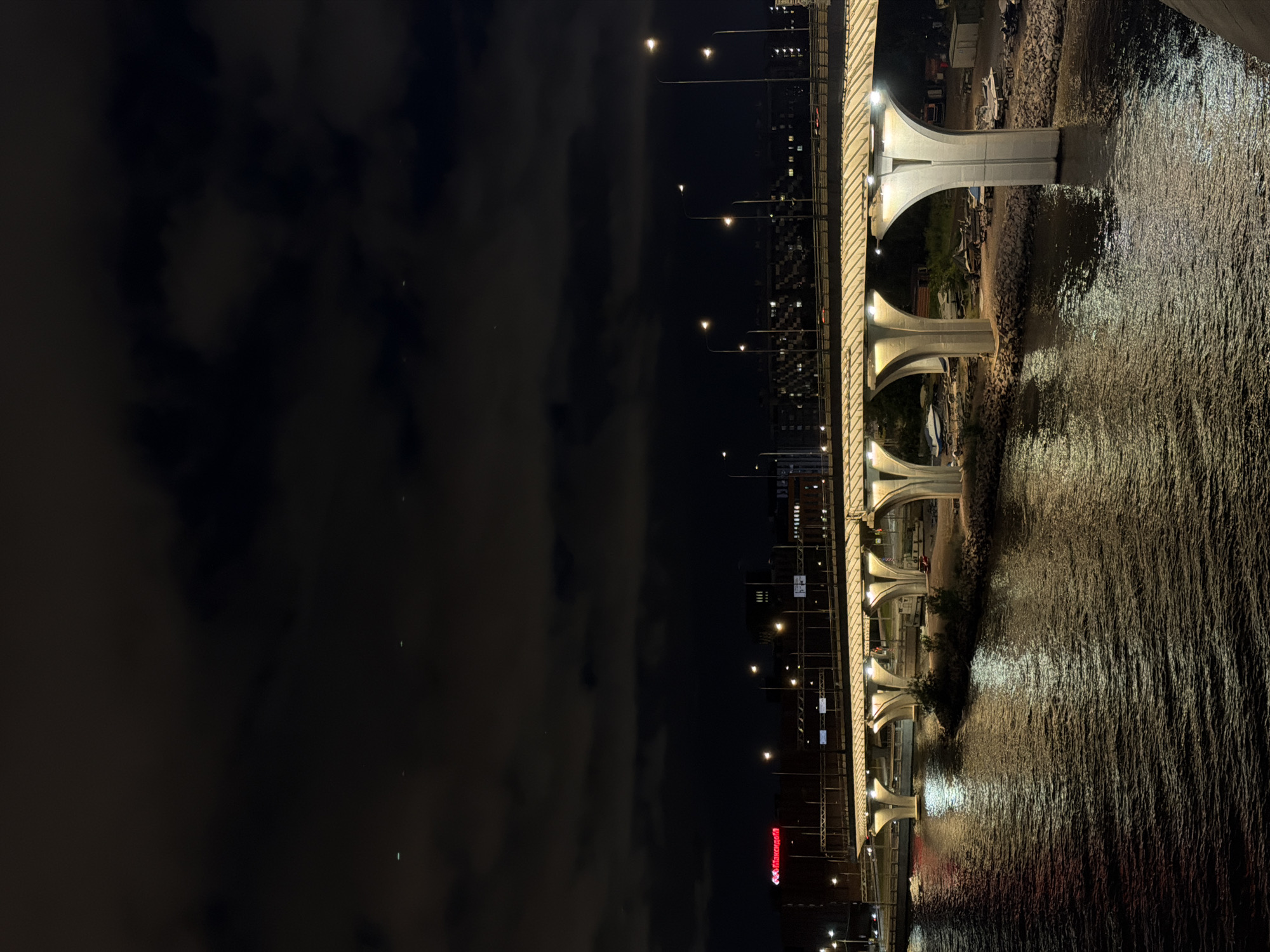 Saint Petersburg's Neva riverfront glows after dark