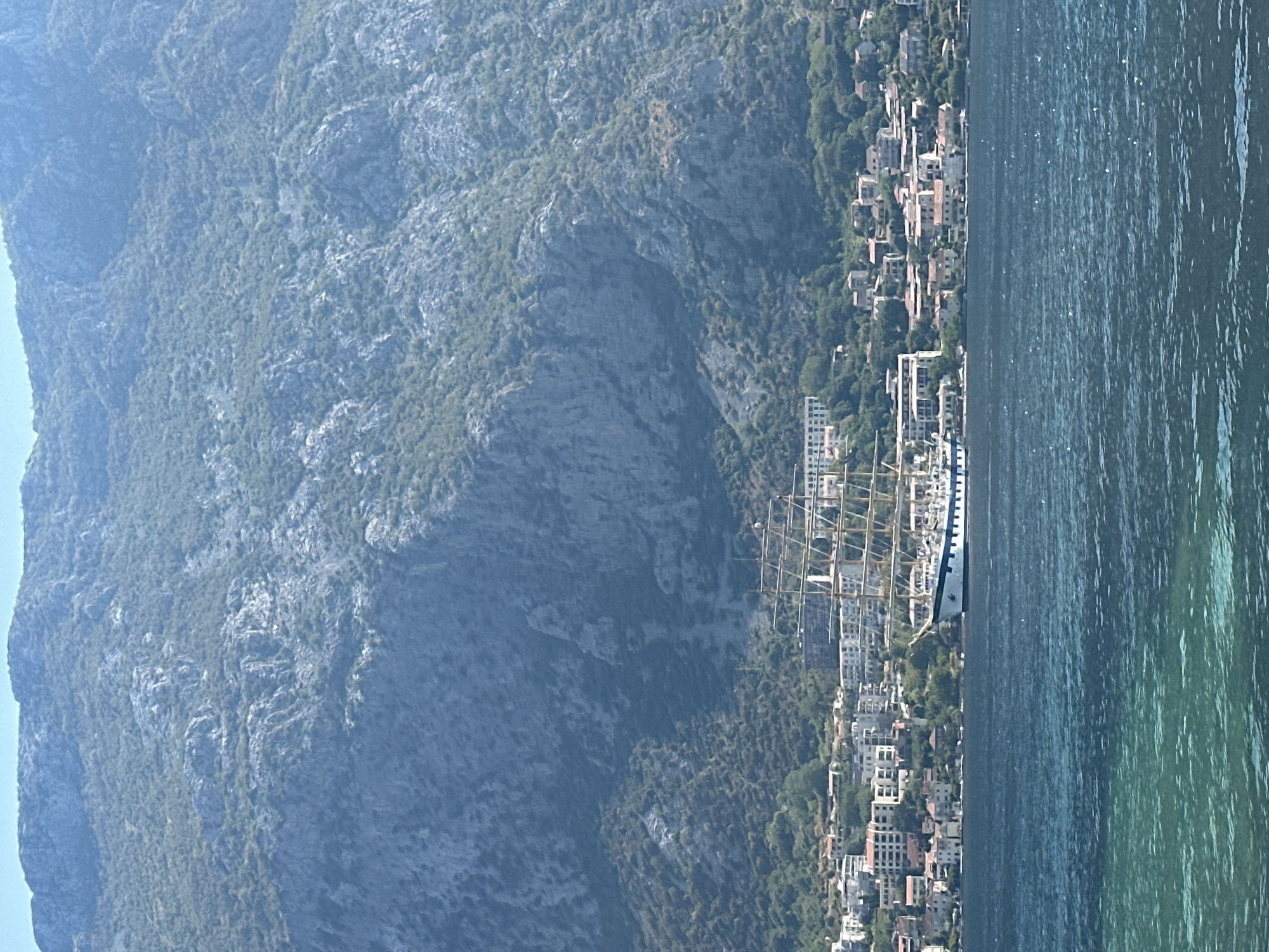 Sailboats and a tall ship on Kotor Bay, Montenegro