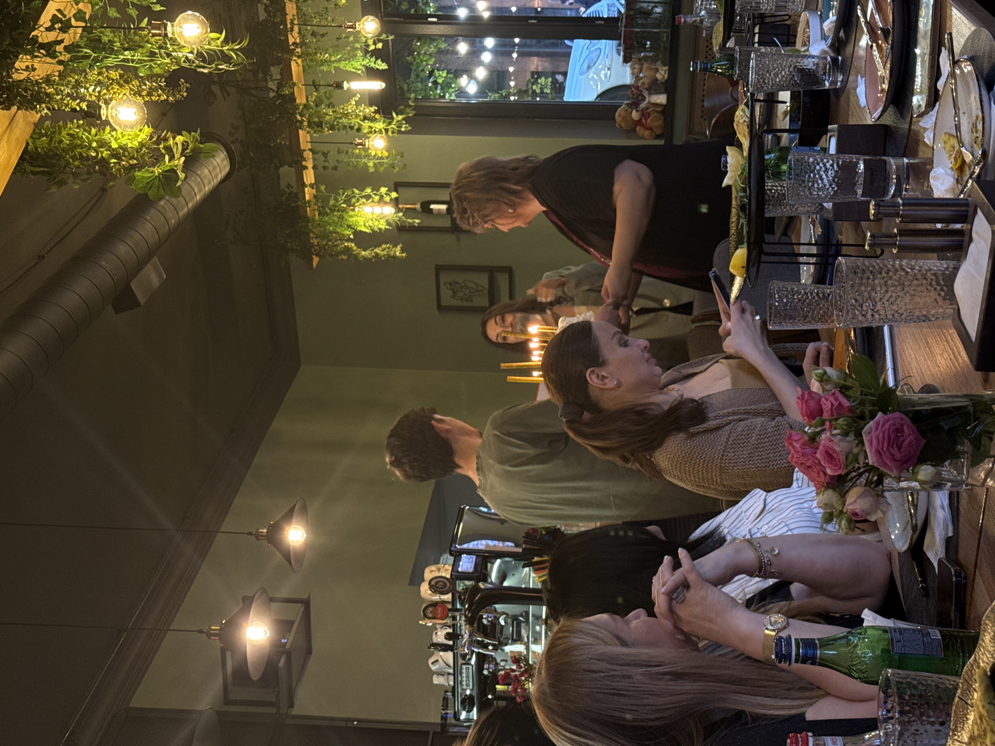 Birthday celebration with cake and sparklers at Yerevan restaurant