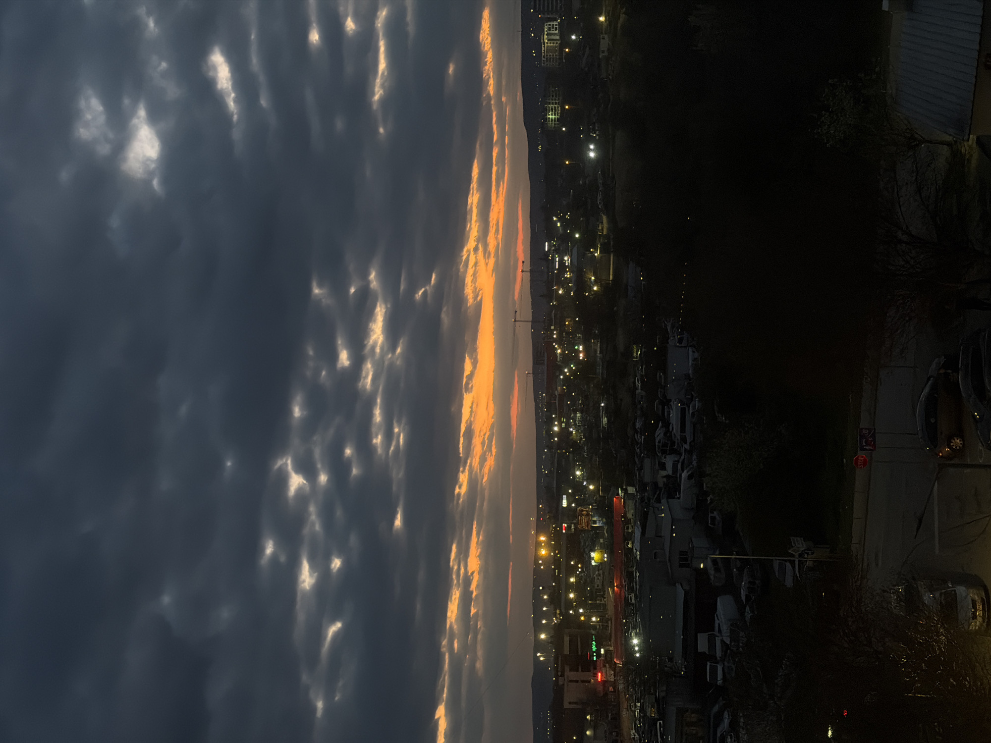Dramatic sunset breaks through storm clouds over Varna, Bulgaria