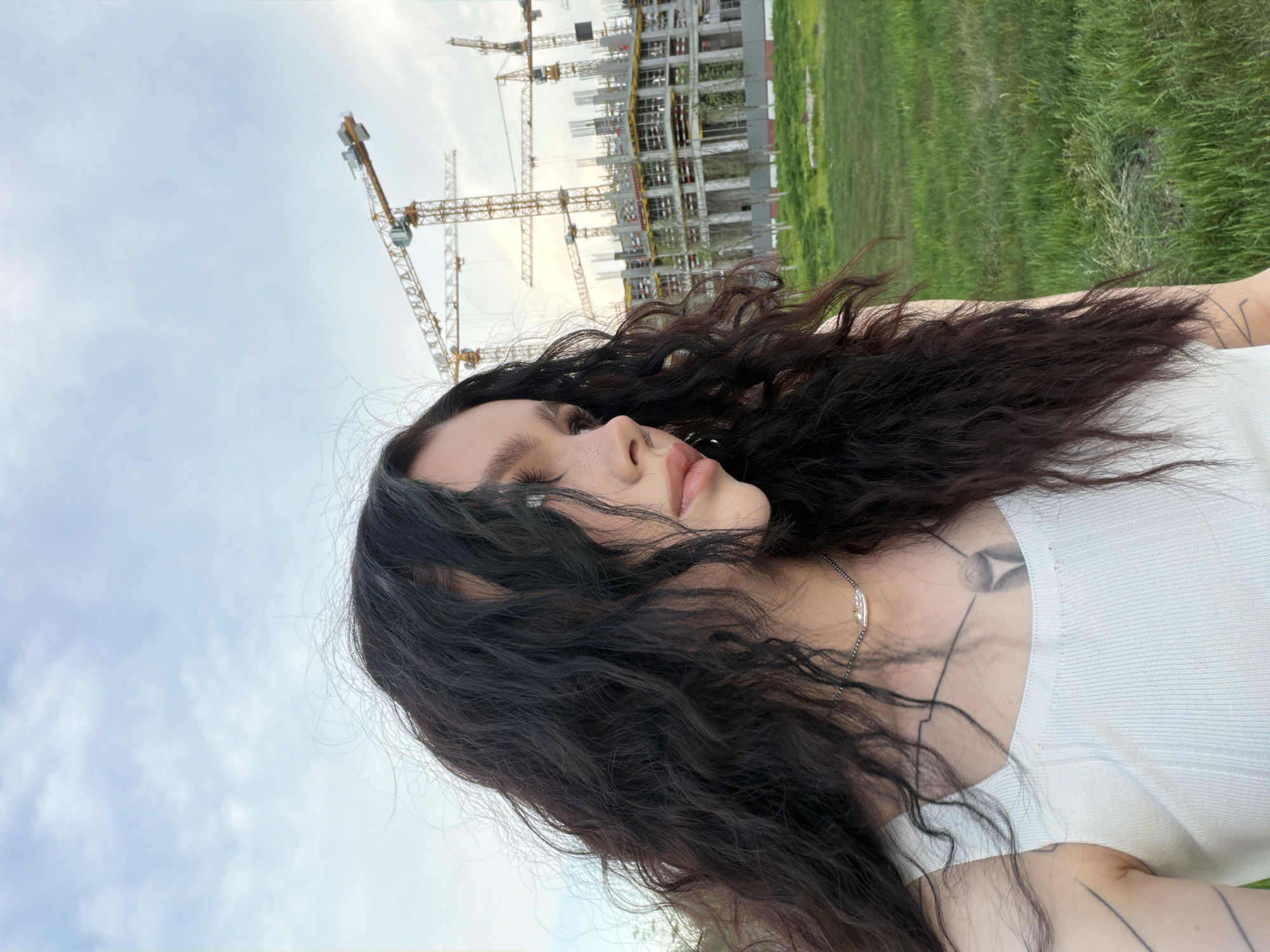 Woman photographed near active Moscow construction site
