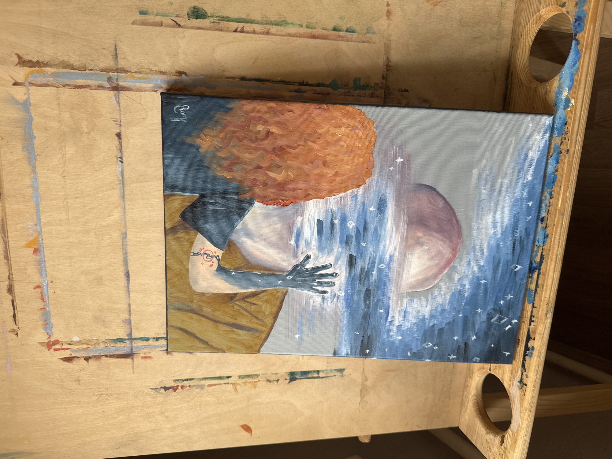 Scattered Moscow moments: roads, rooftops, cranes, and a painting