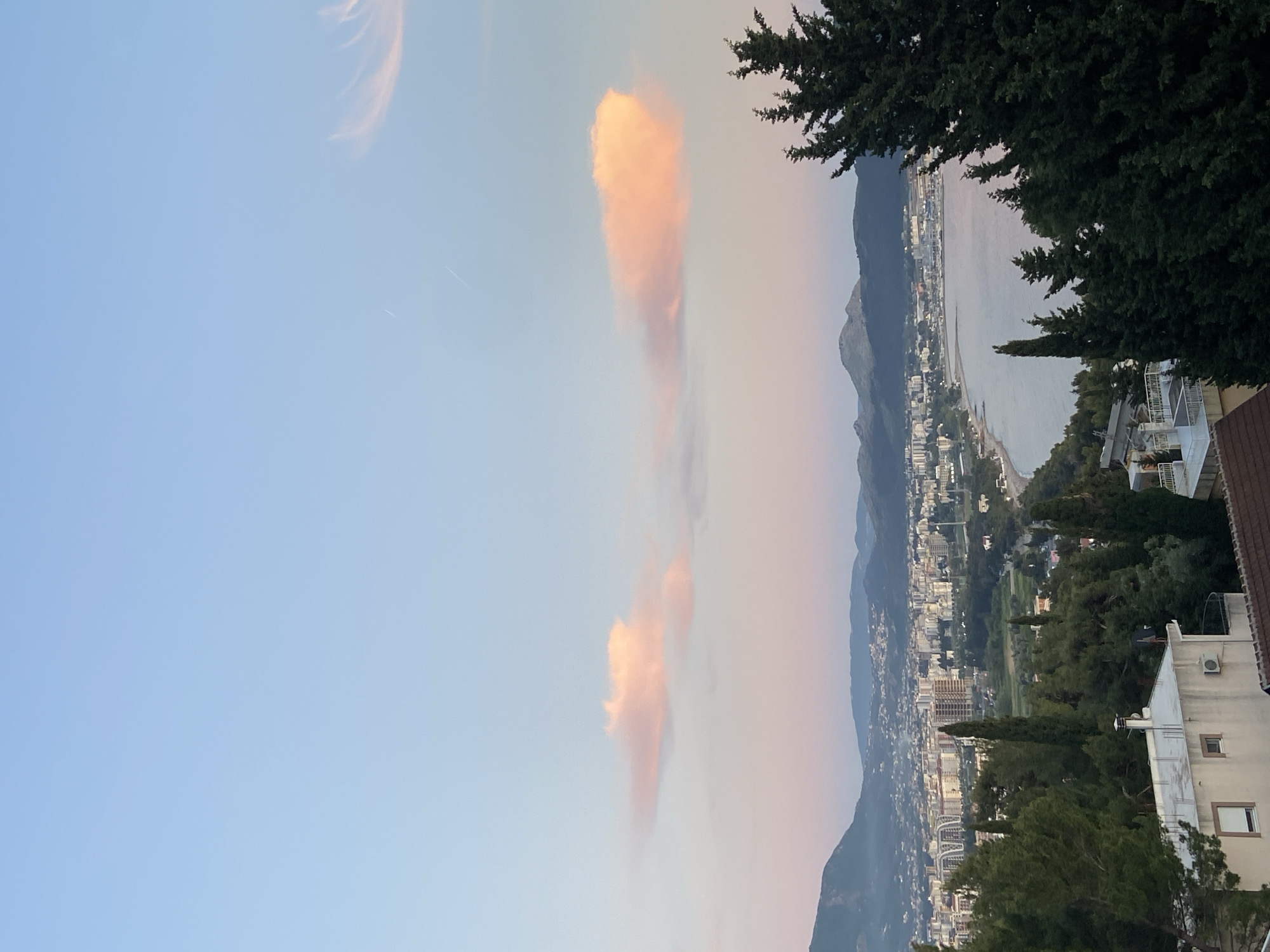 Sunset view captured over coastal town Šušanj, Montenegro