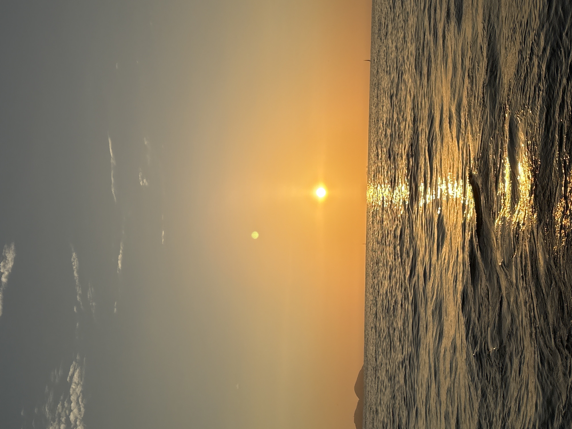 Sunset observed over Pacific Ocean near Ancón, Peru