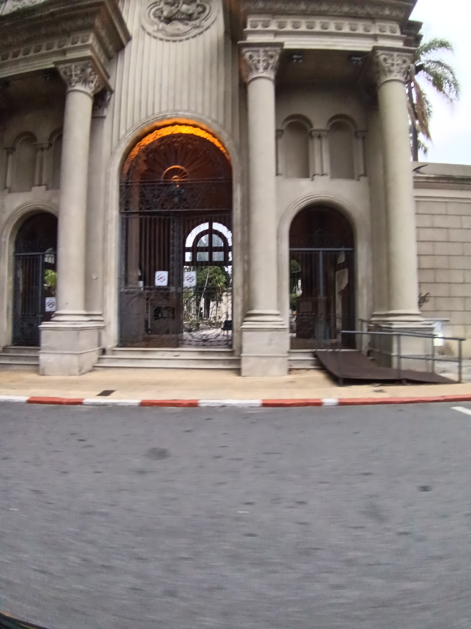 Cemetery entrance with classical arches documented in Montevideo