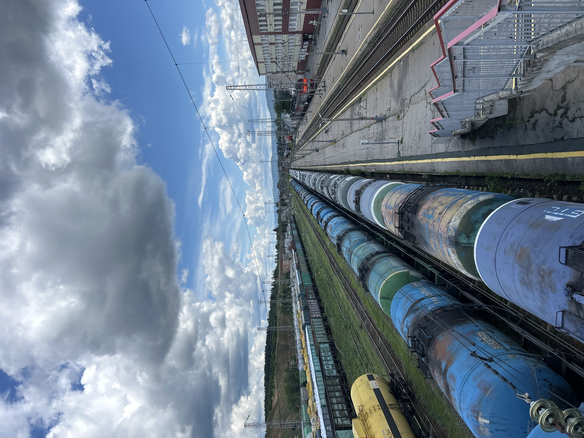 Tolyatti freight railyard packed with tank and cargo cars