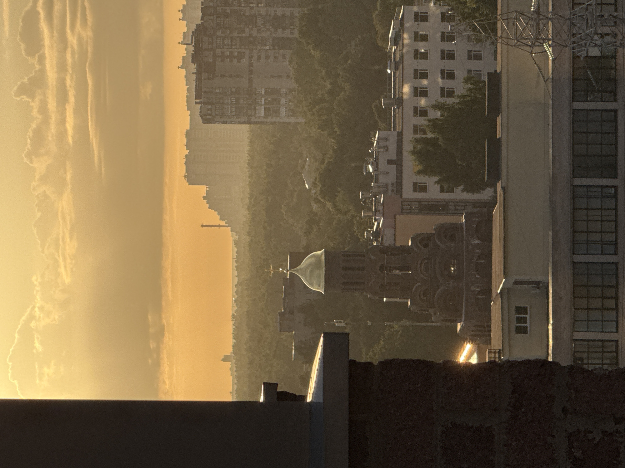 Russian city sunset, rooftop views and a cozy indoor scene
