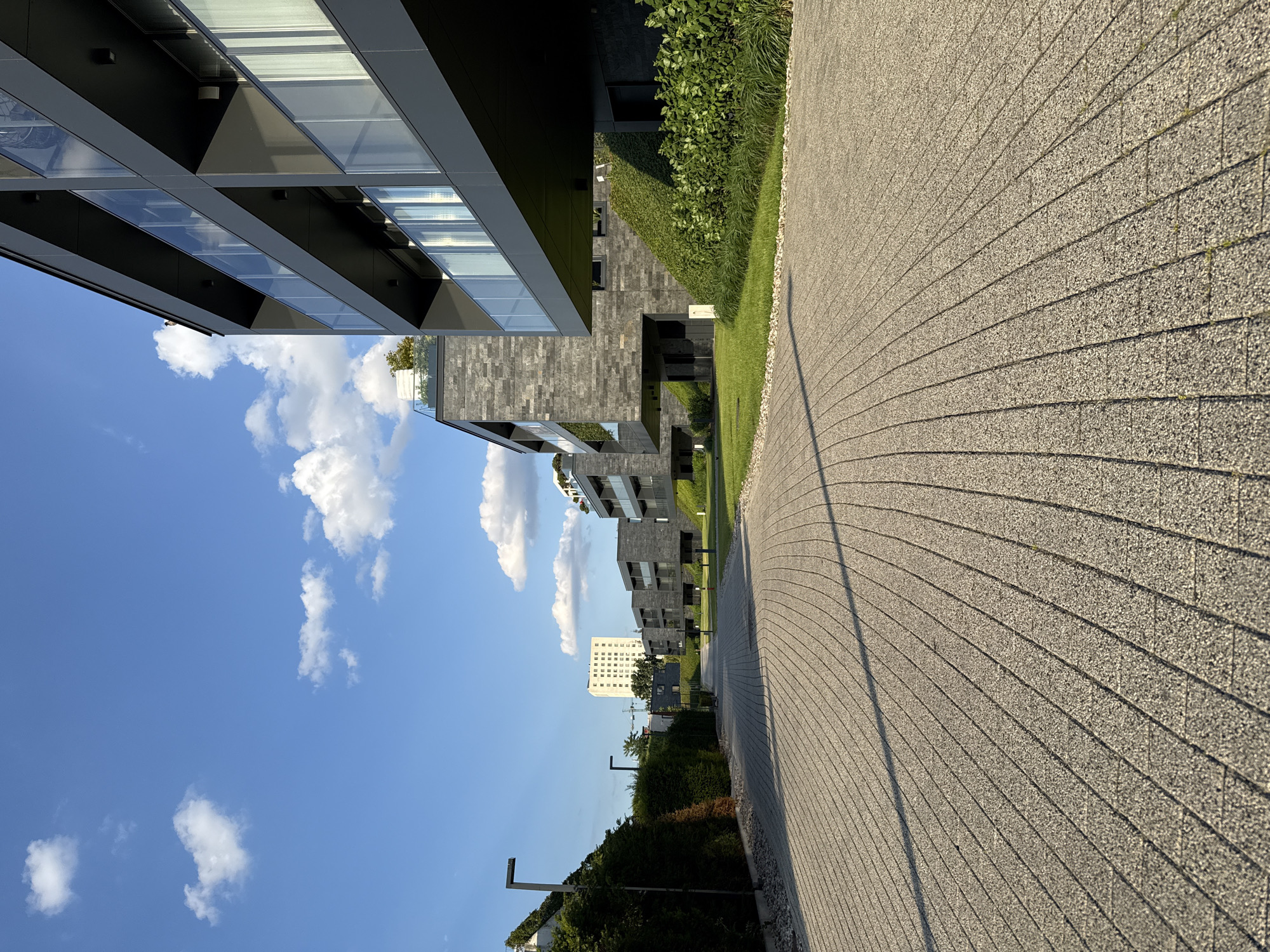 Modern Warsaw architecture and streetside details on a summer afternoon