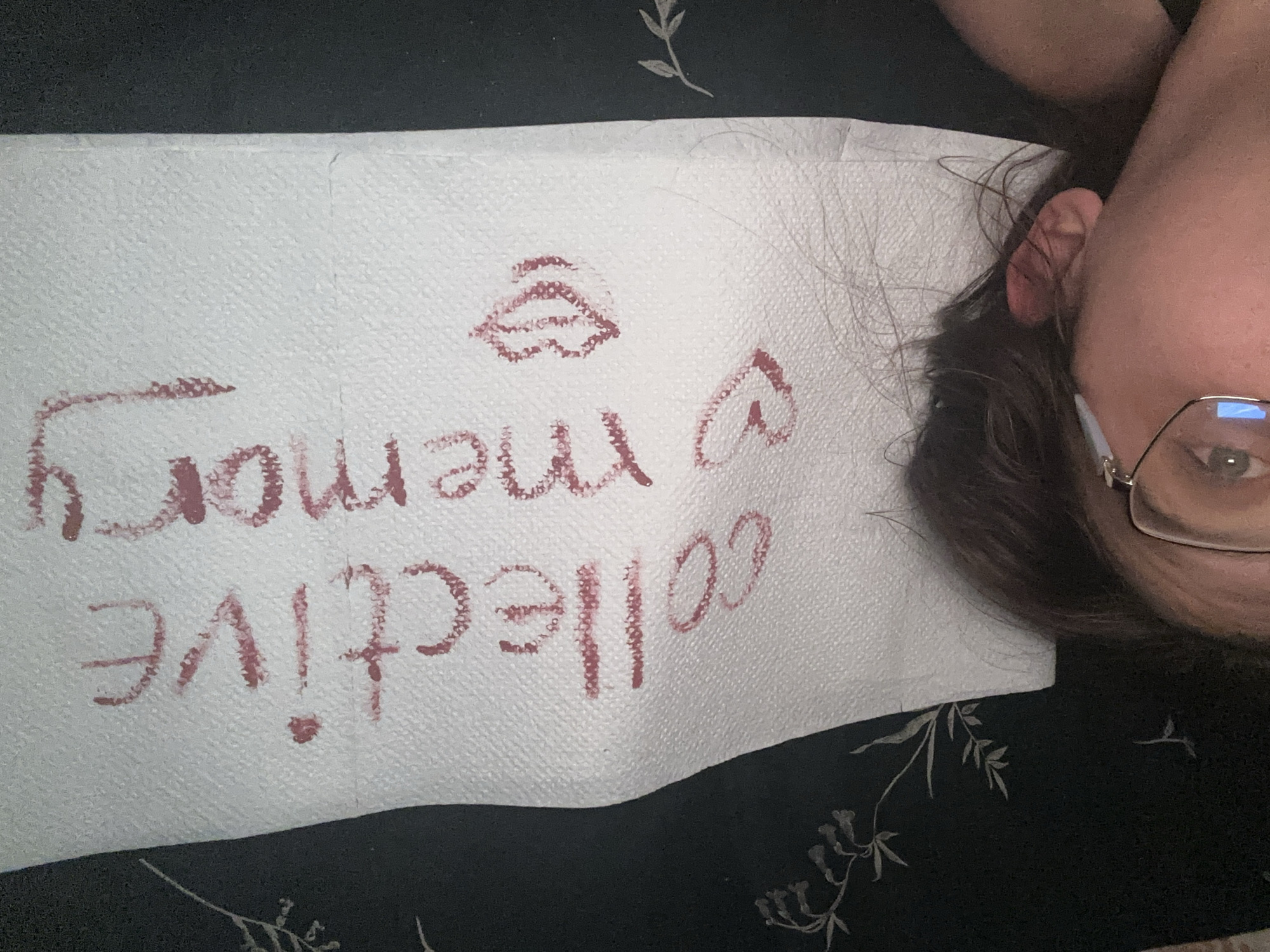 Woman writes 'collective memory' with lip gloss in Bulgaria
