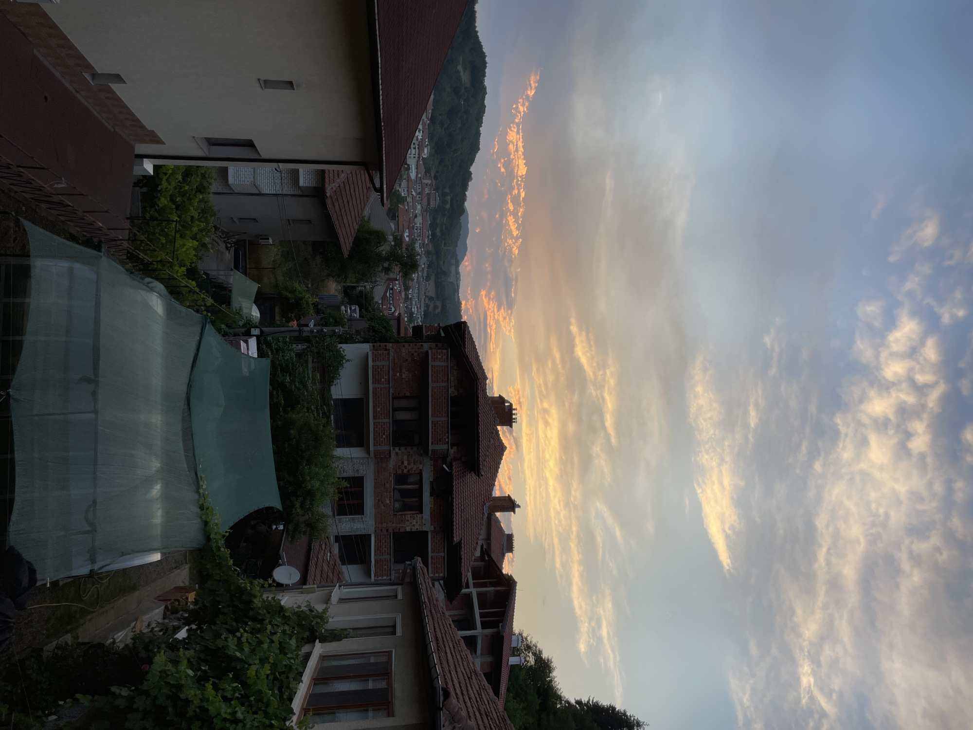 Sunset over Zlatograd rooftops, Bulgaria