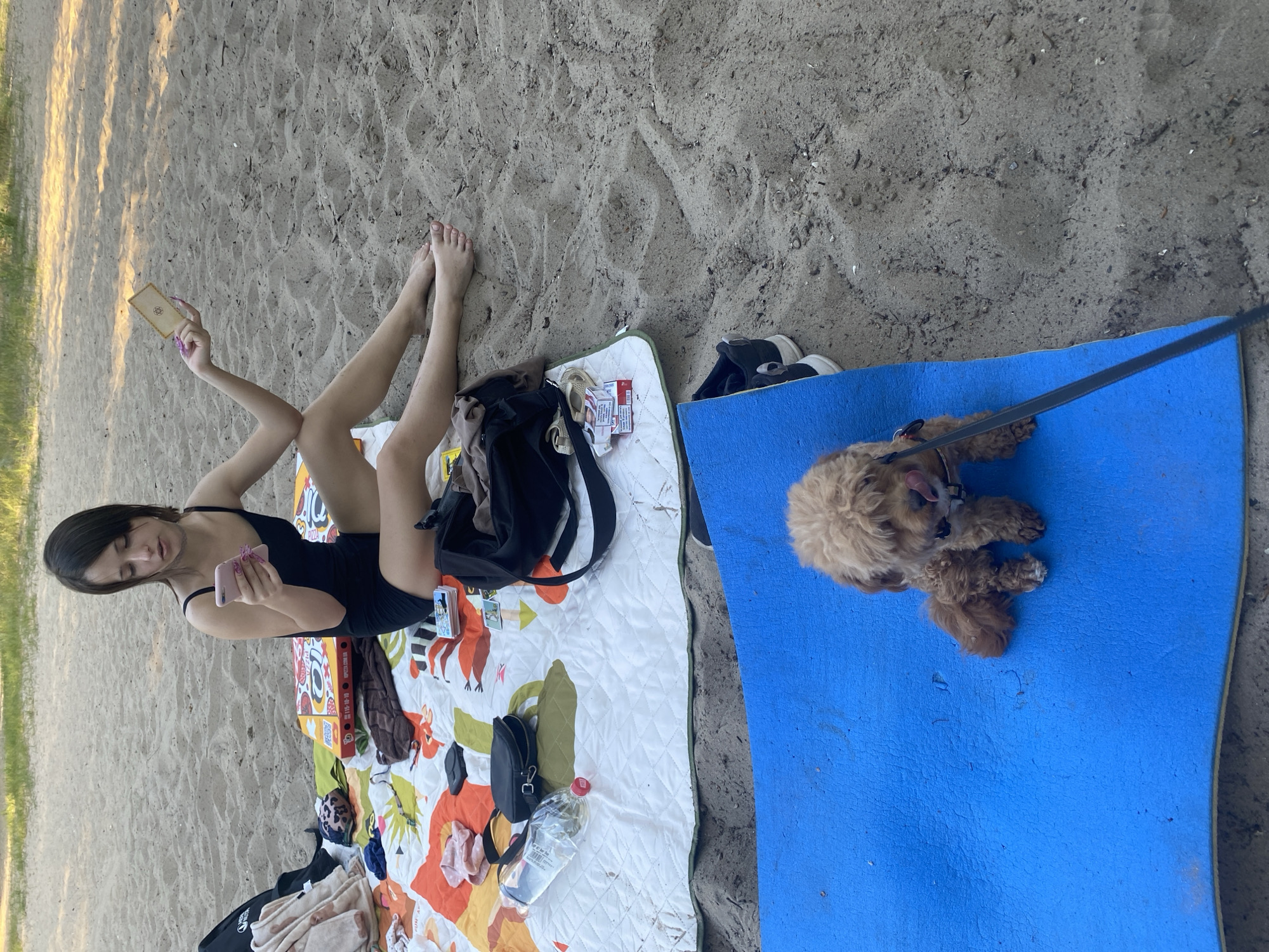 Lazy afternoon at a Dnipro beach with a toddler and dog