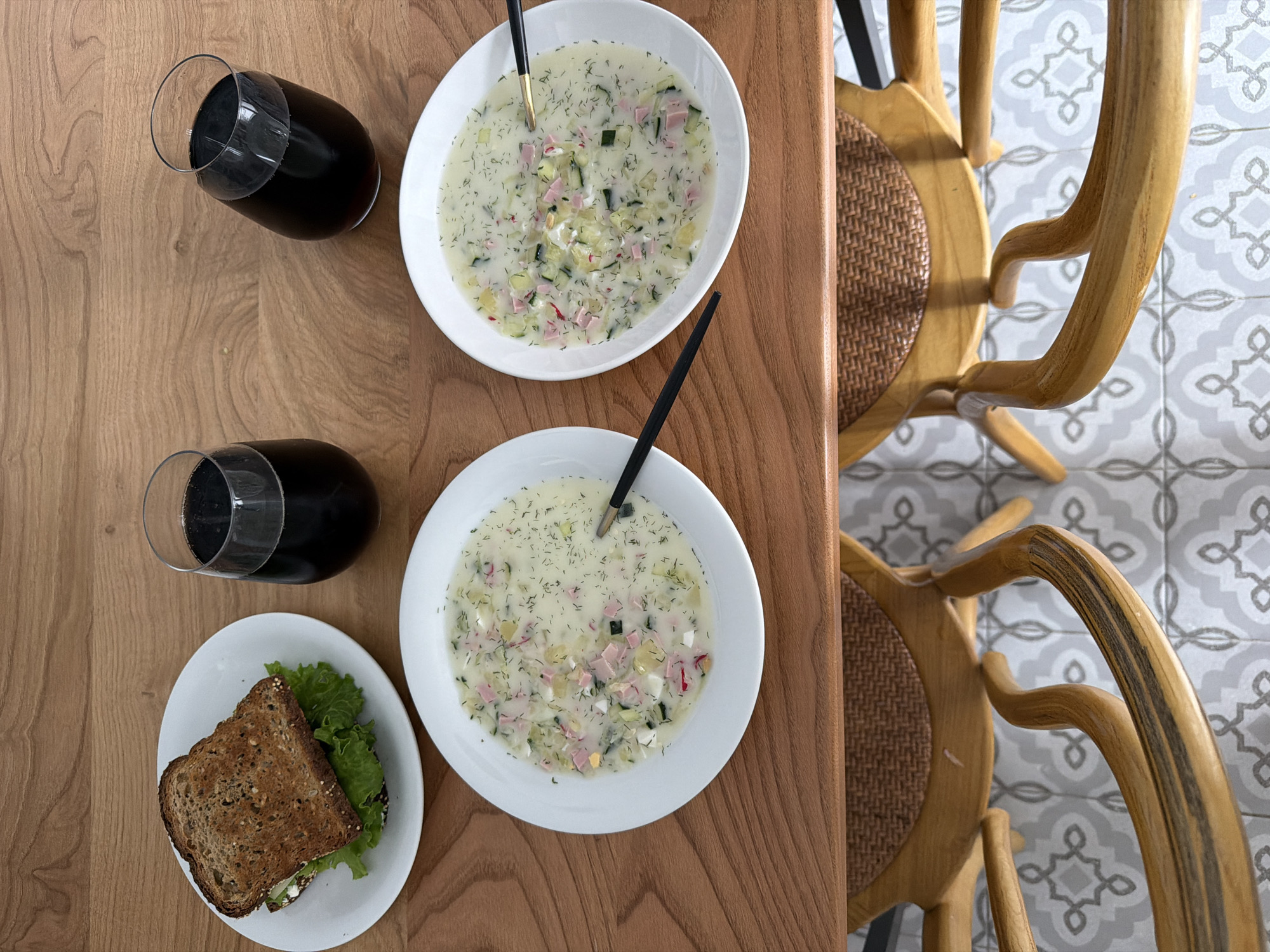 Cold soup meal documented in Santiago De Compostela