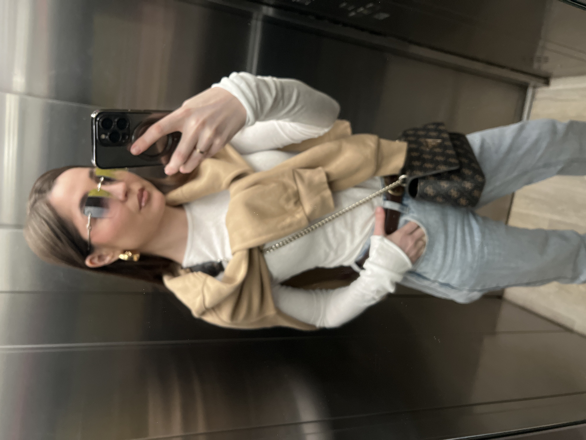 Woman photographed in elevator and outdoors in Khimki