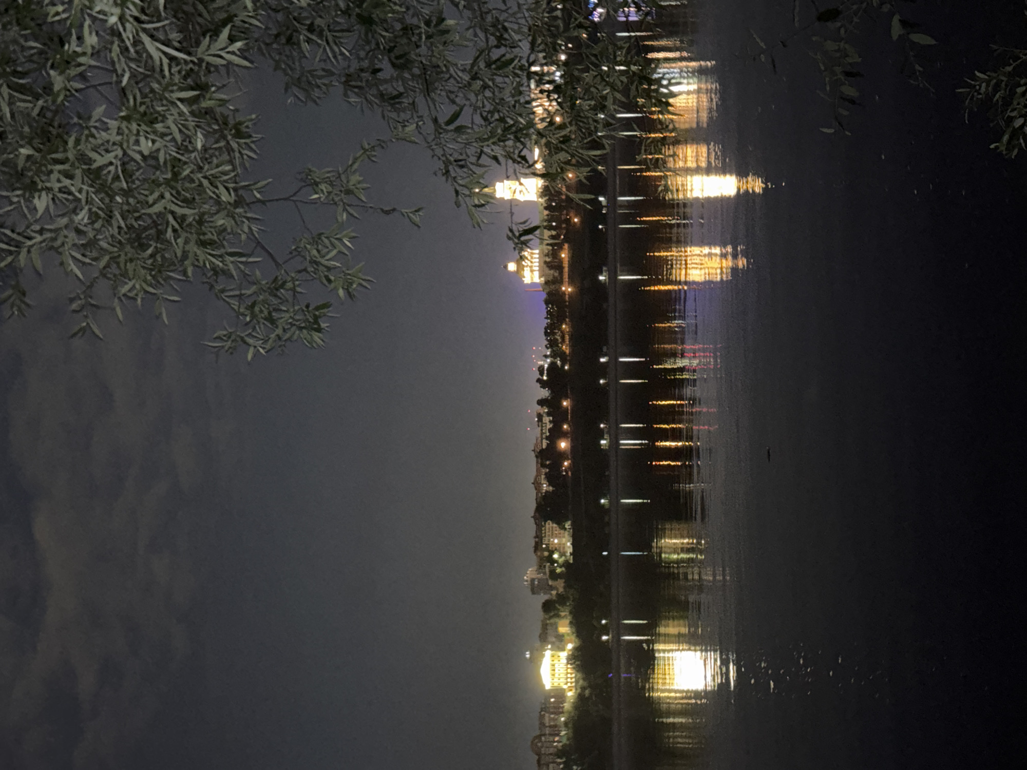 Perm's Kama River embankment at dusk on Day of Remembrance