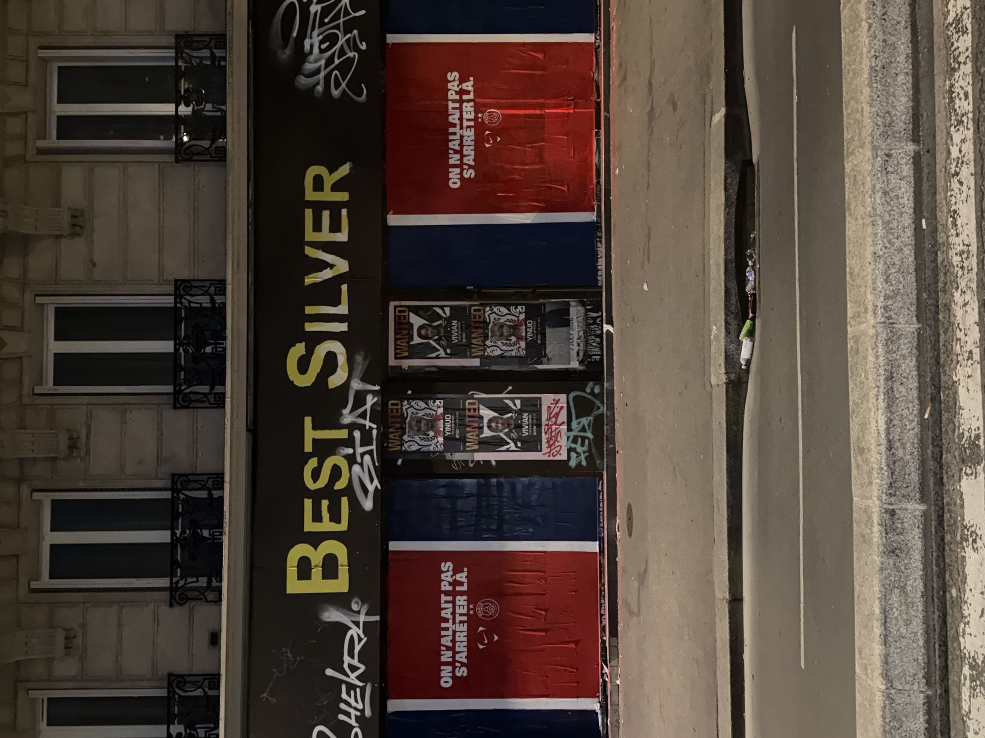 Graffiti "BEST SILVER" documented on Paris building wall