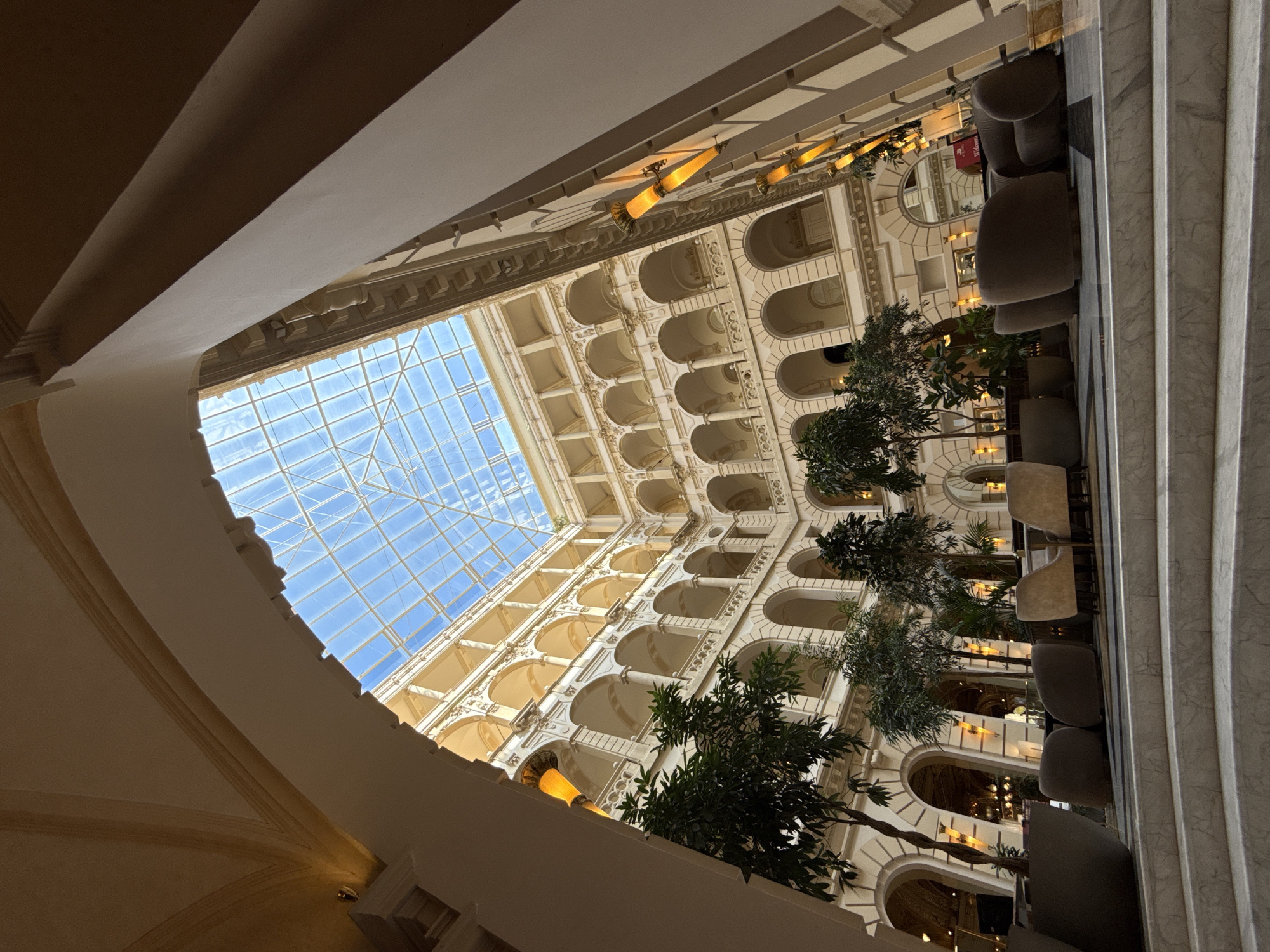 Classical atrium interior documented in Budapest historic building
