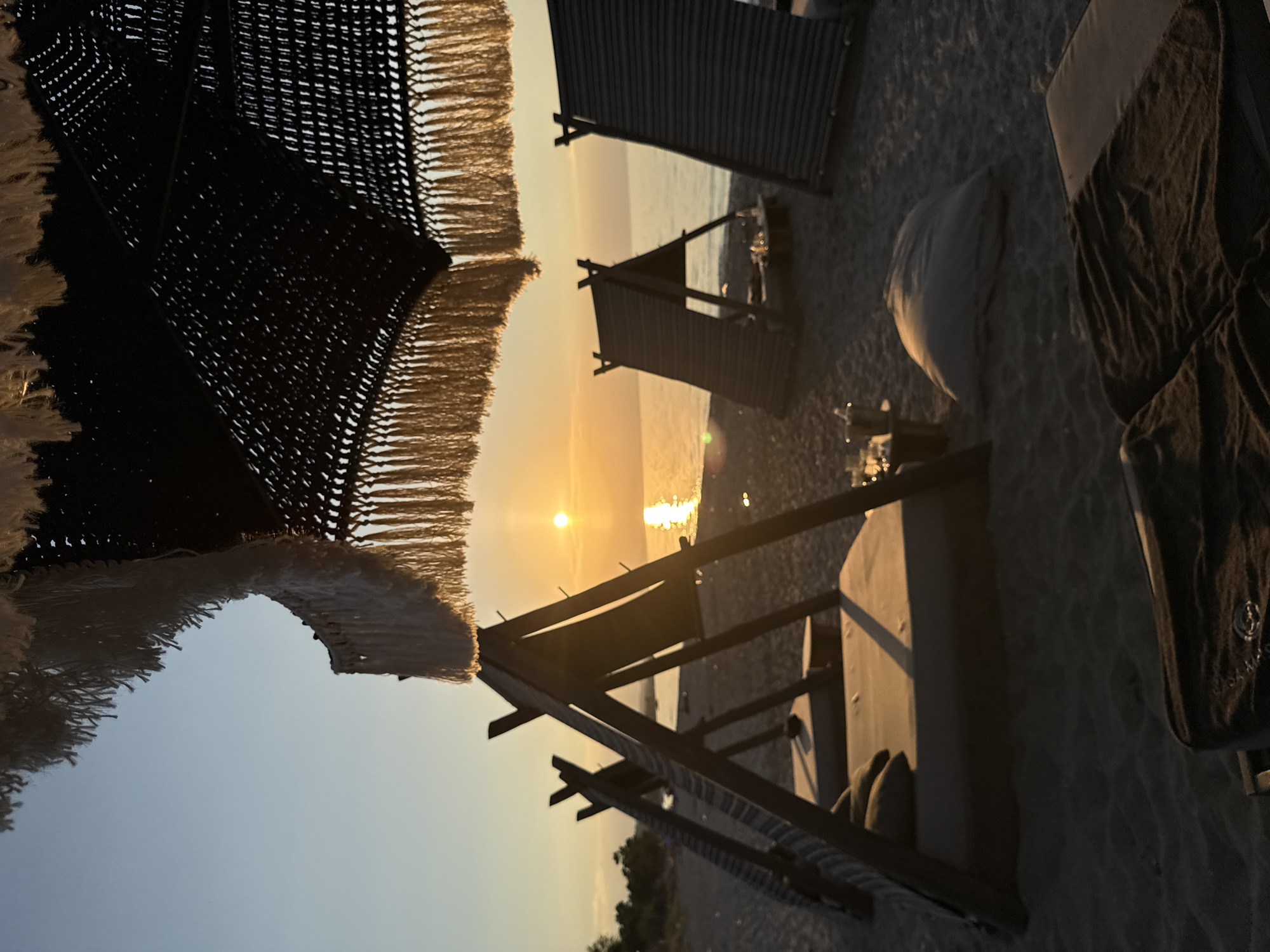 Greek beach club at golden hour, Pallini