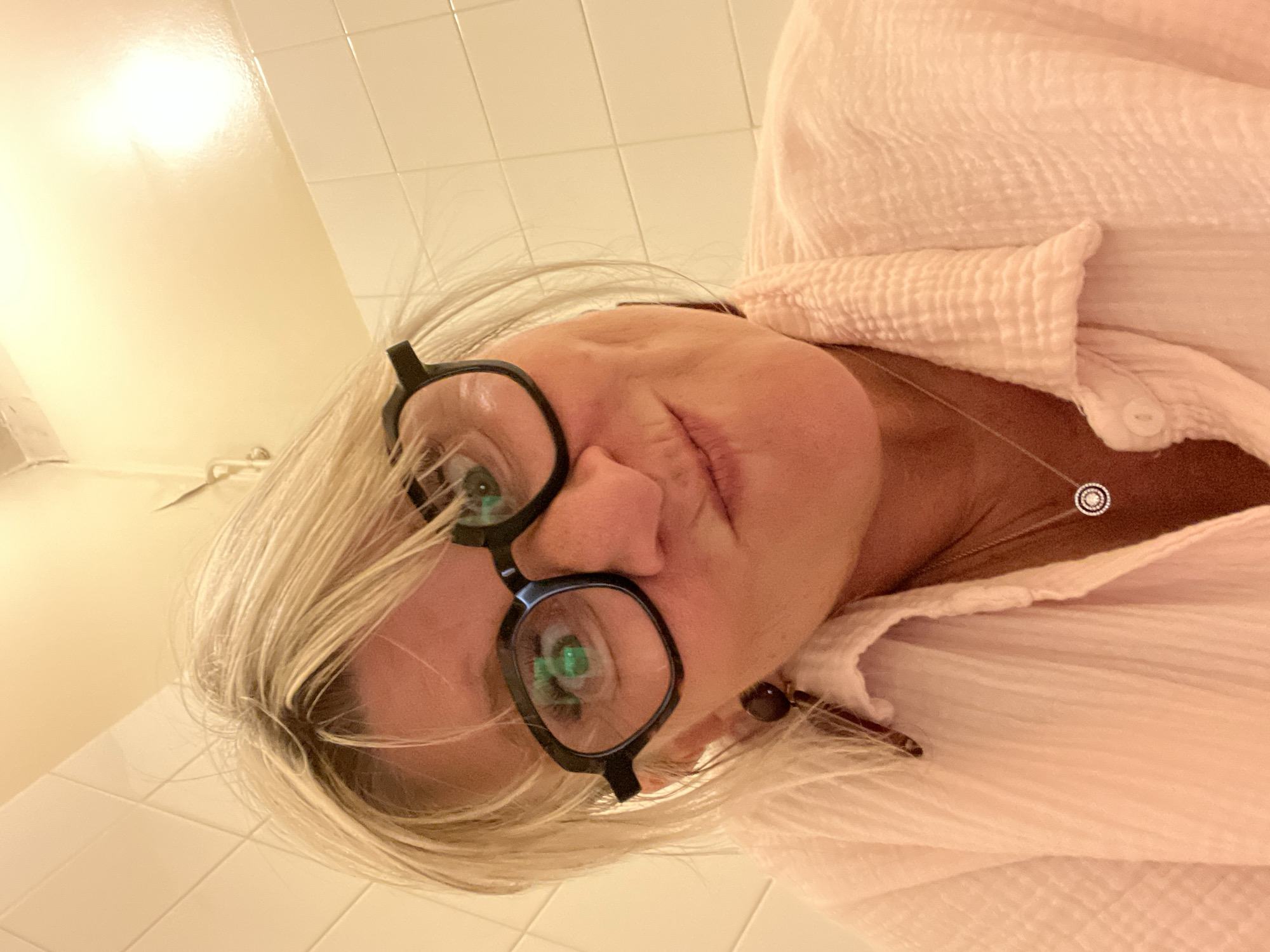 Woman takes selfie in La Fouillouse, France