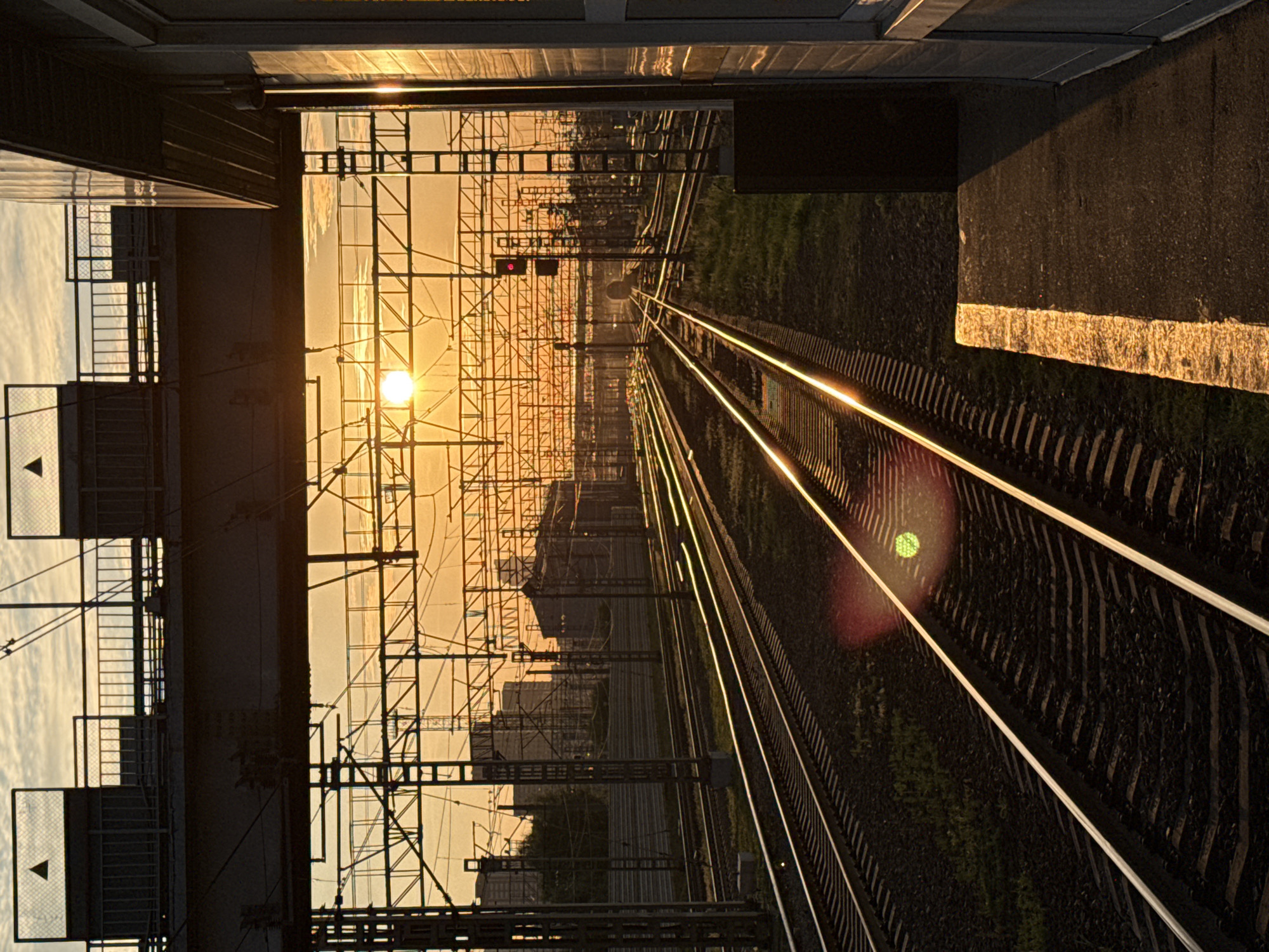 Moscow sunset observed across Izmaylovo district railway and parks