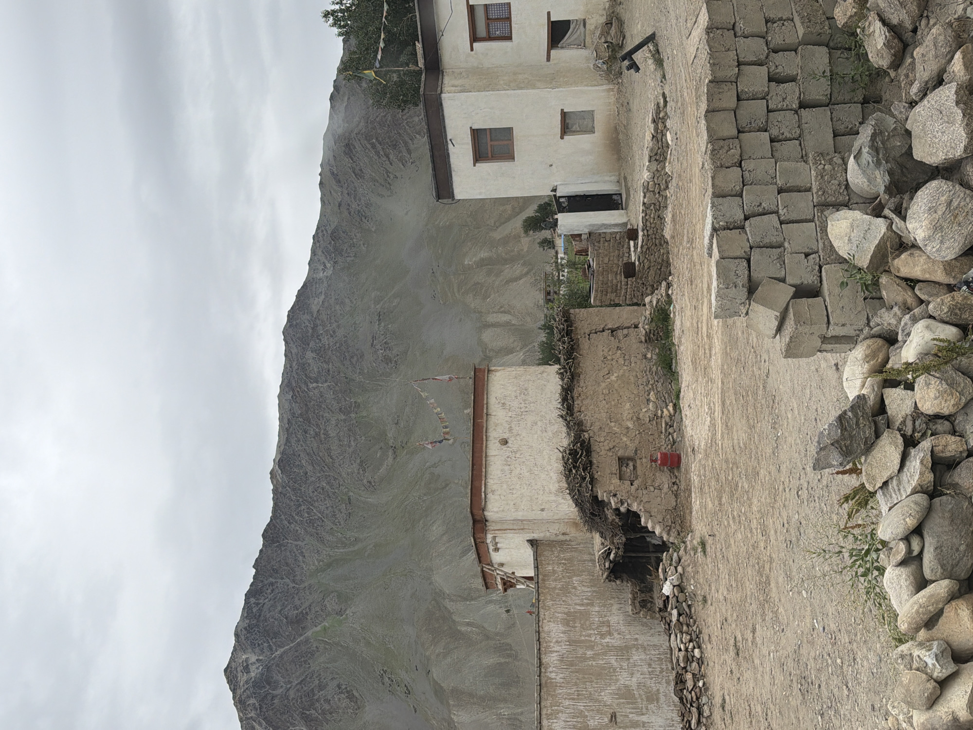 Zanskar Valley villages and mountains under overcast July skies