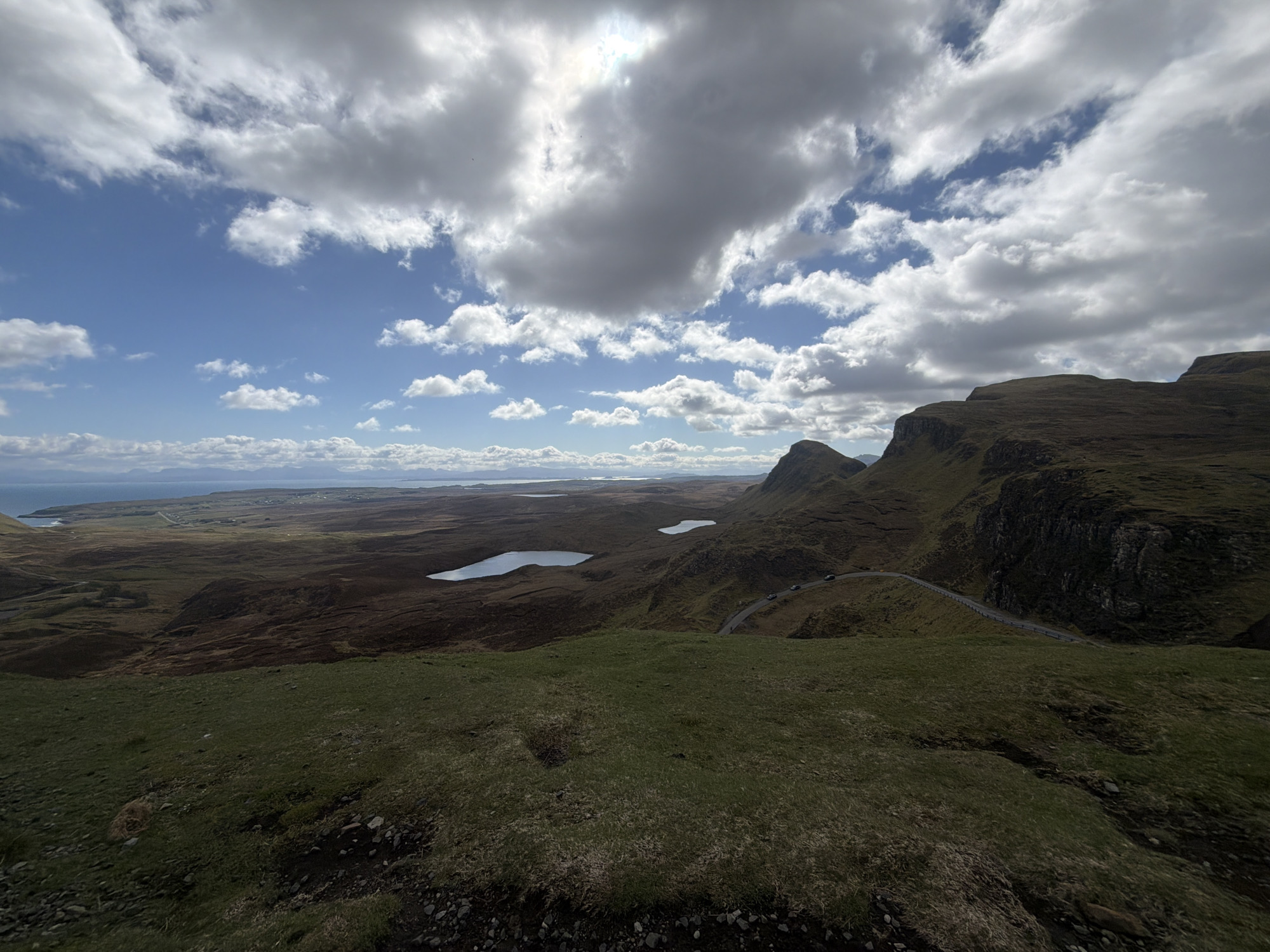 Witness documents scenic Portree landscape with lakes and winding road