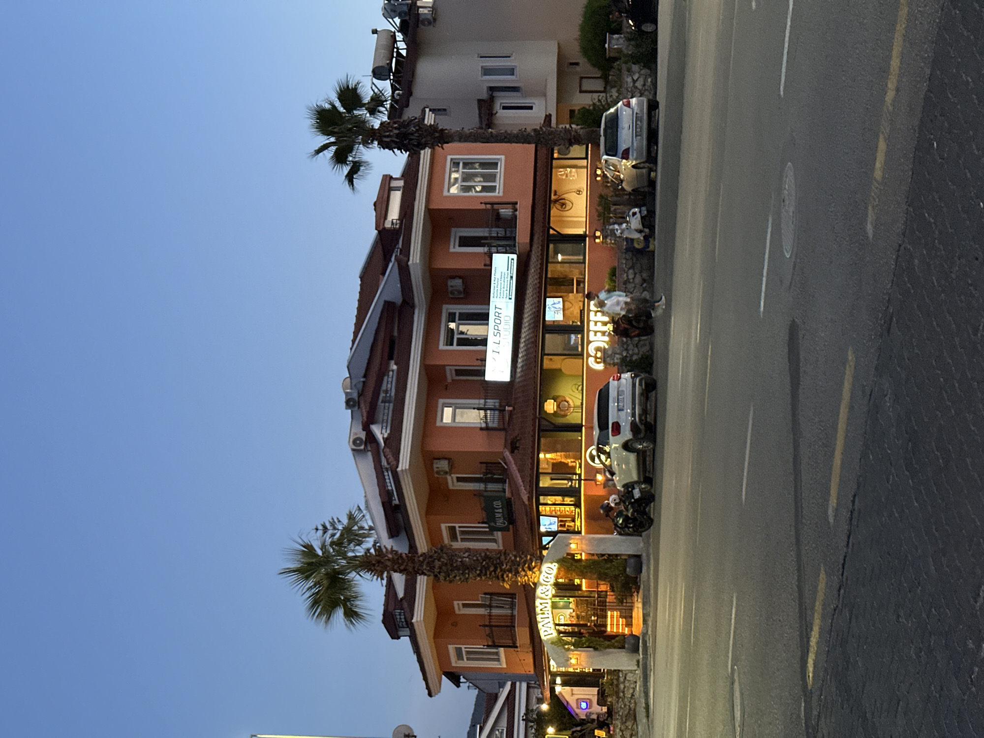Evening street scene captured in Fethiye, Turkey