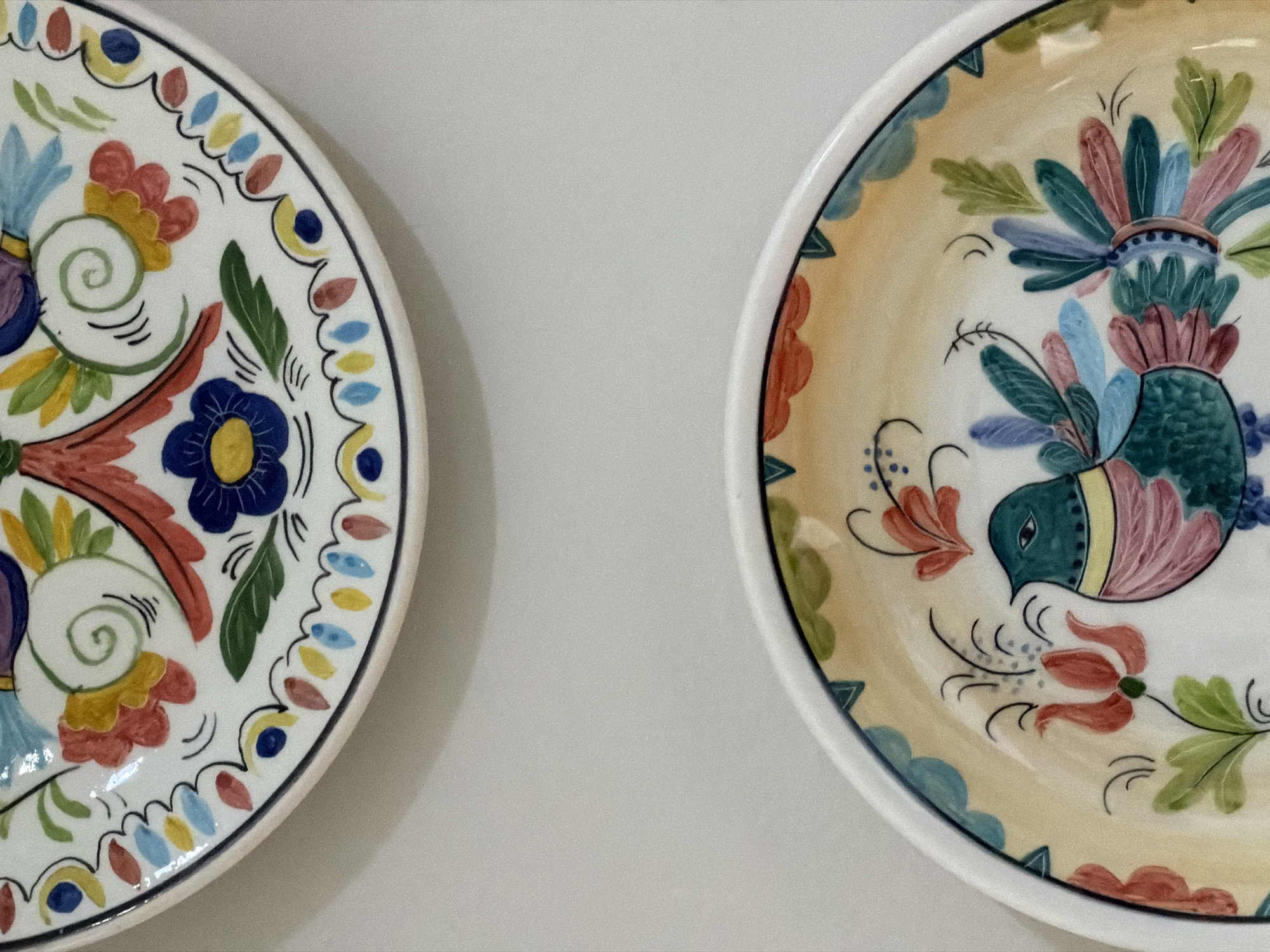 Decorative plates and sparkling water documented in Buford home