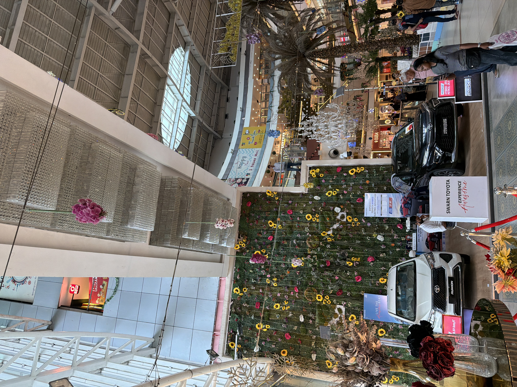 Kanpur mall interiors, car displays, and street life