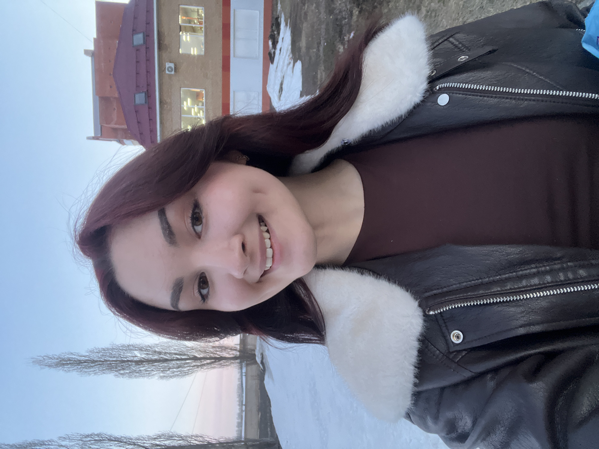 Woman poses for photos around Neftekamsk, Russia